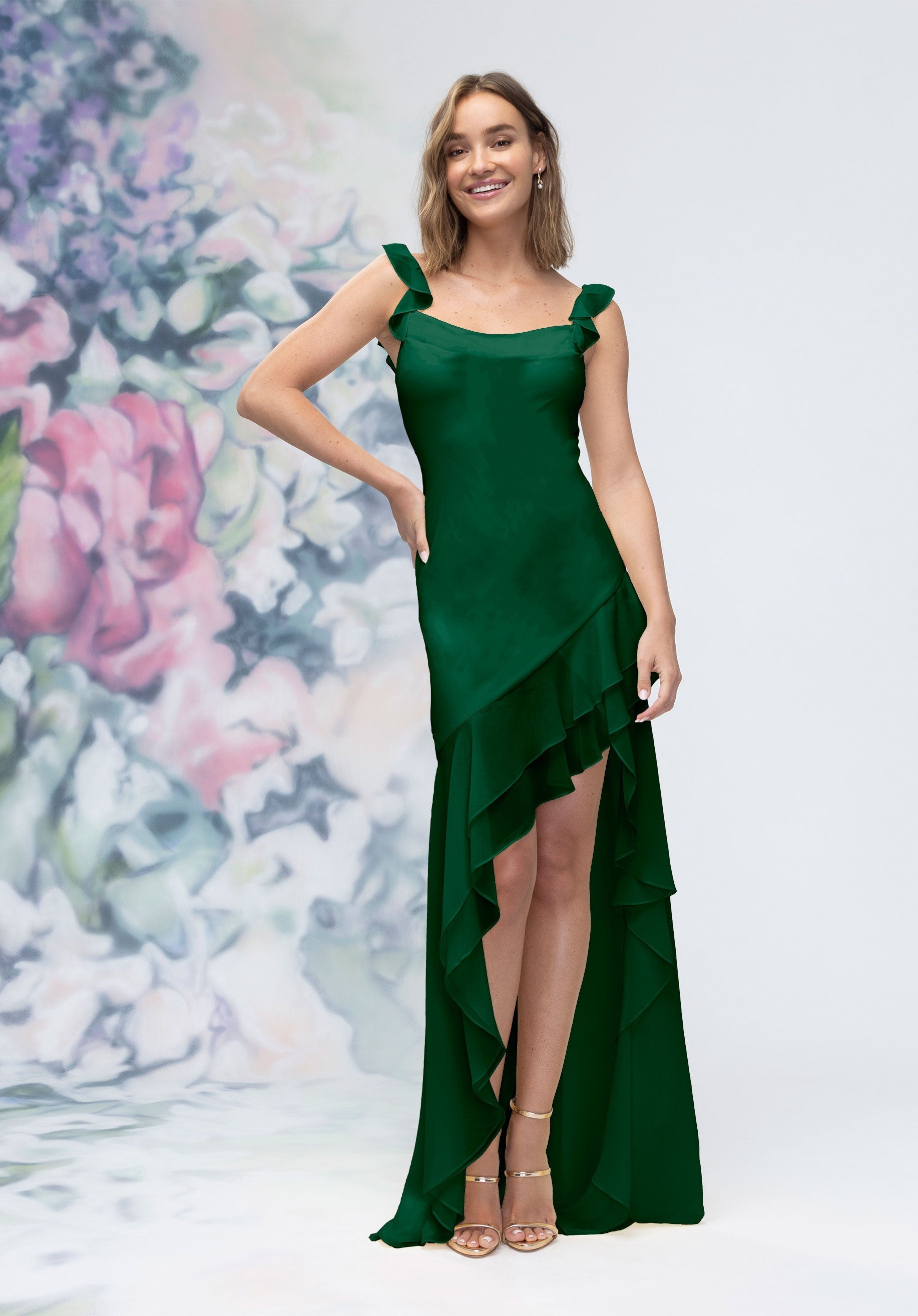 Prom Dresses Long Formal High Low Prom Dress Emerald