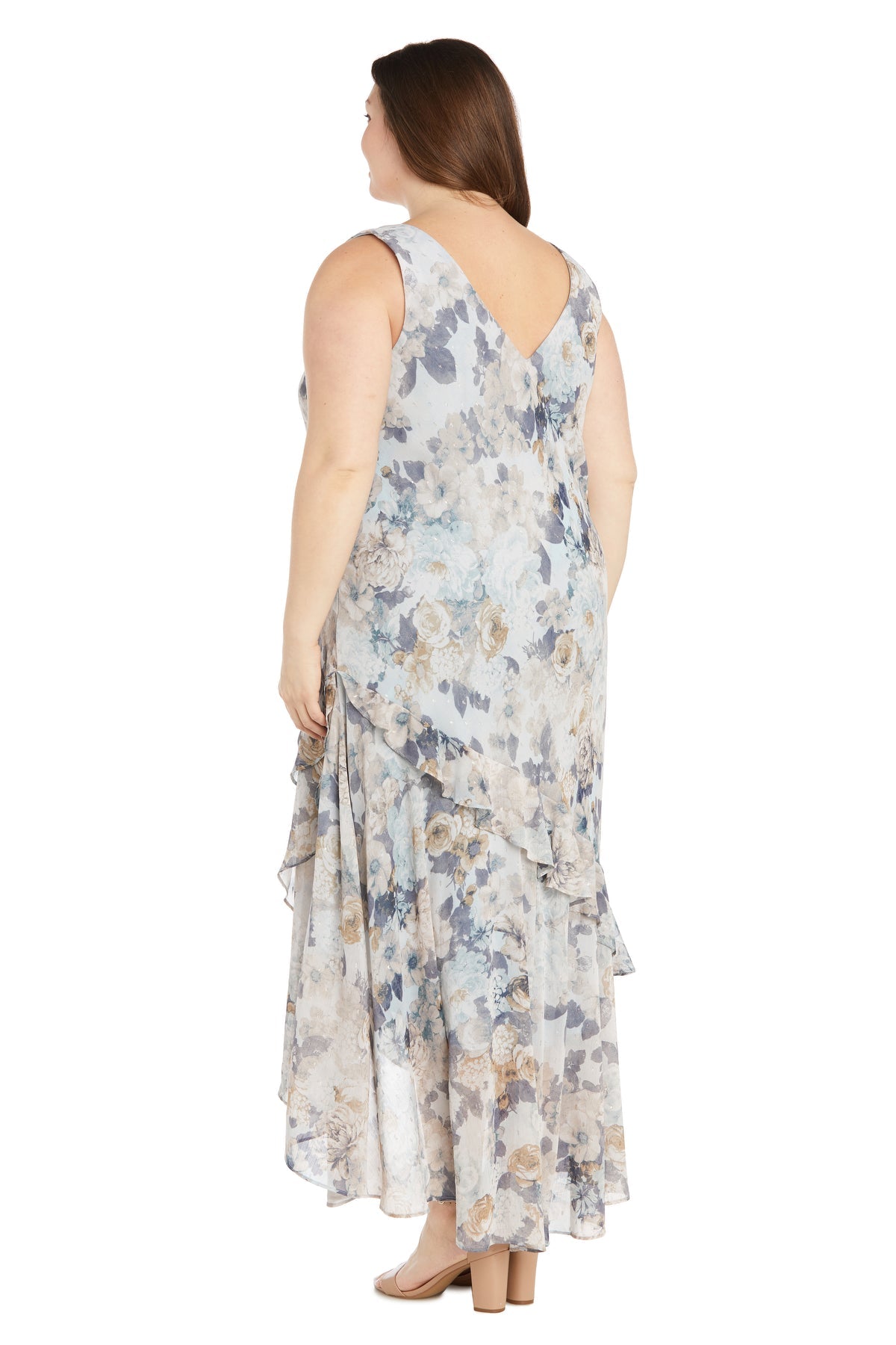 Plus Size Dresses High Low Floral Formal Jacket Plus Size Dress Slate