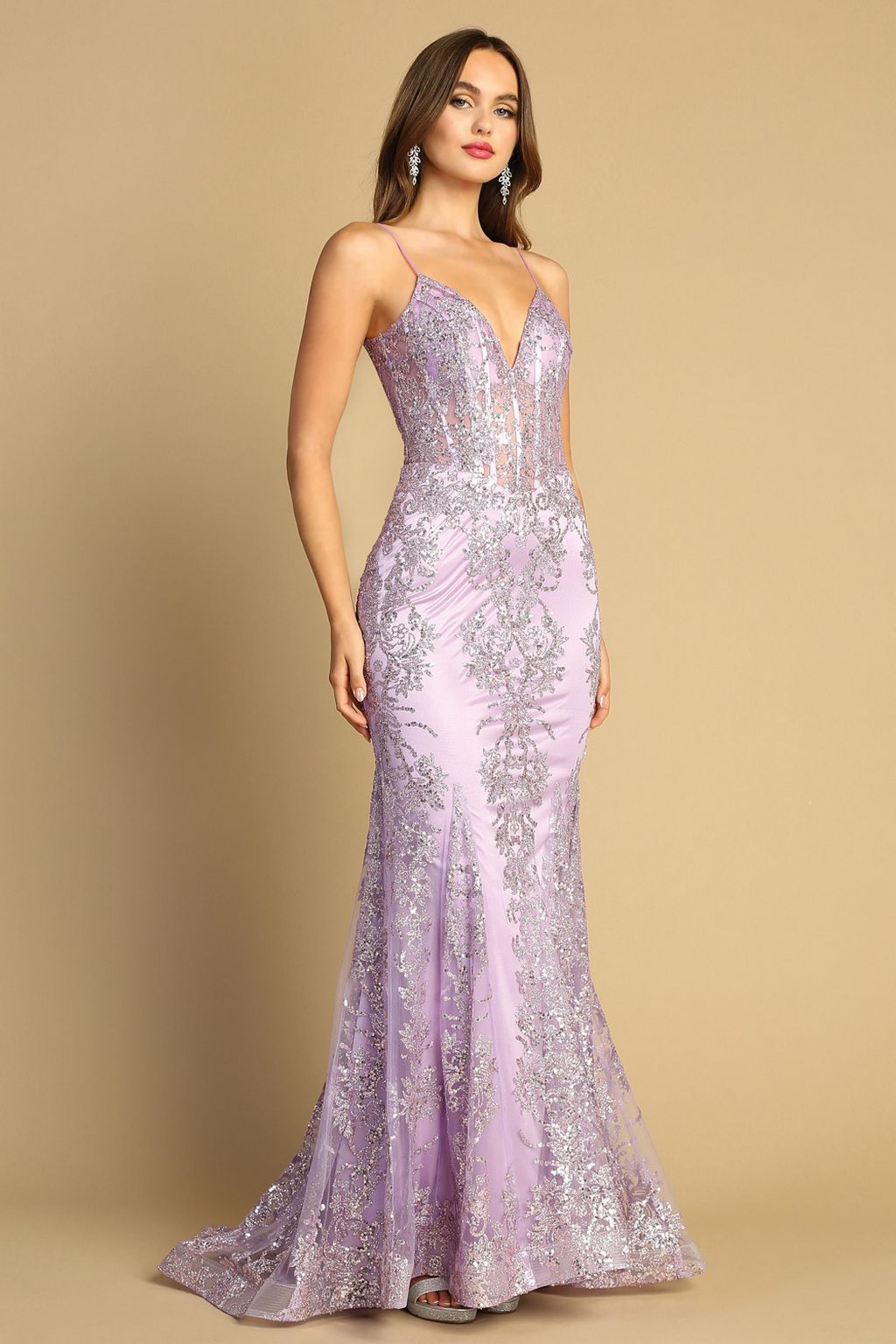 Adora 3053N Mermaid Long Formal Glitter Applique Prom Dress