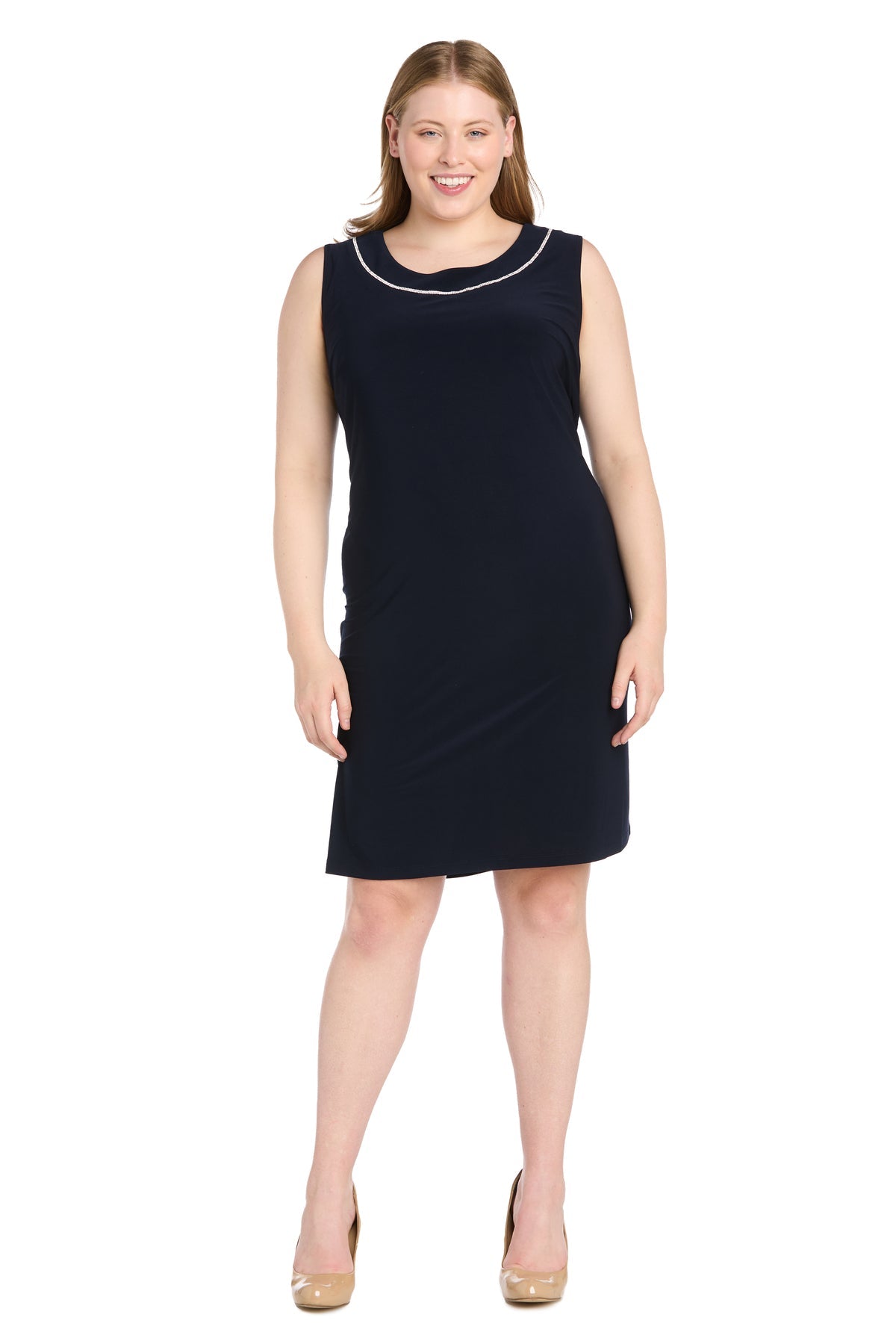Plus Size Dresses Short Trim Jacket Plus Size Dress Navy