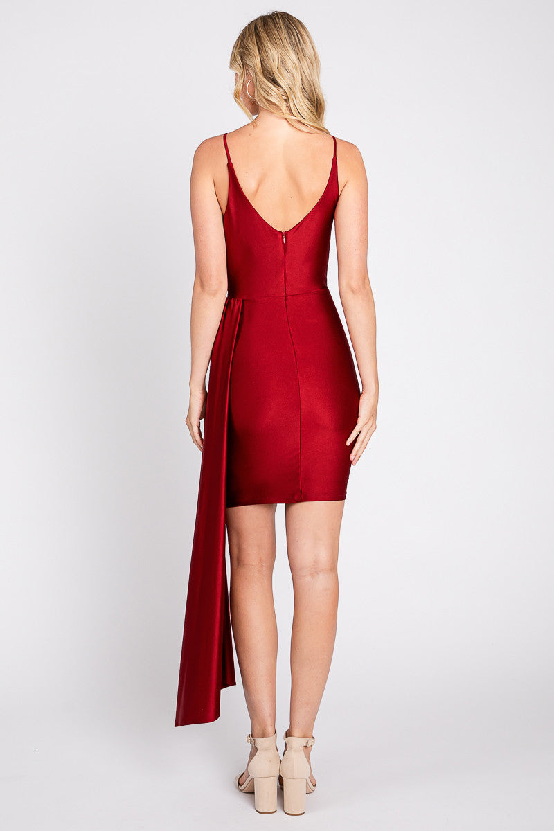 V-Neck Mini Short Jersey Cocktail Bodycon Lenovia 3057