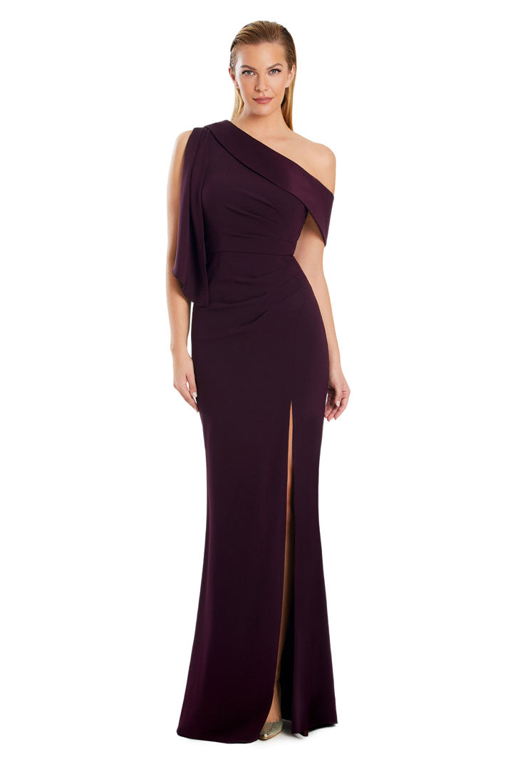 Formal Dresses Fitted Long Evening Gown Slit Formal Dress Aubergine