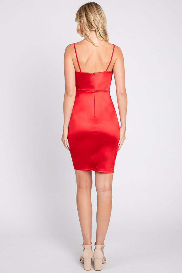 Cowl Mini Short Satin Cocktail Bodycon Lenovia 3058