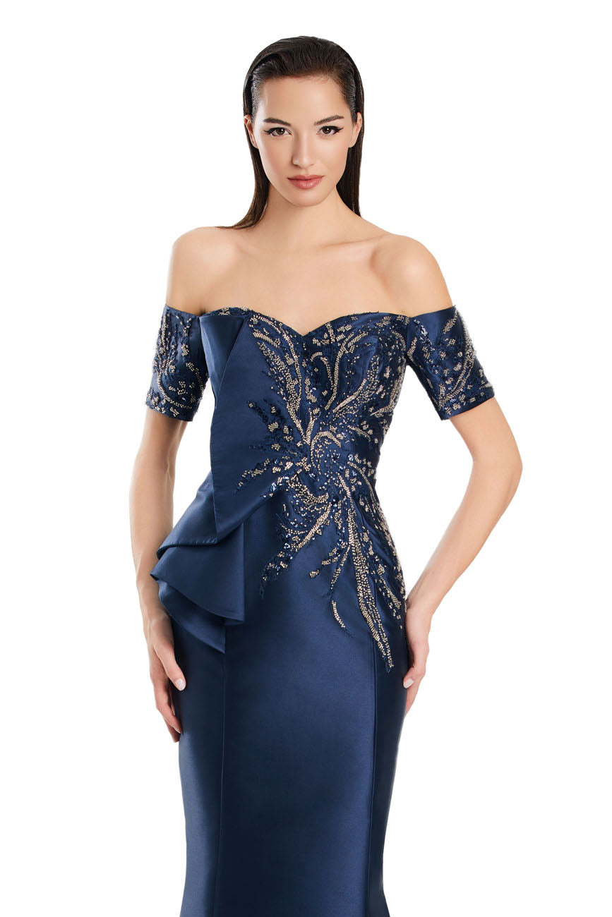 Formal Dresses Long Mermaid Formal Evening Beaded Dress Navy/Silver