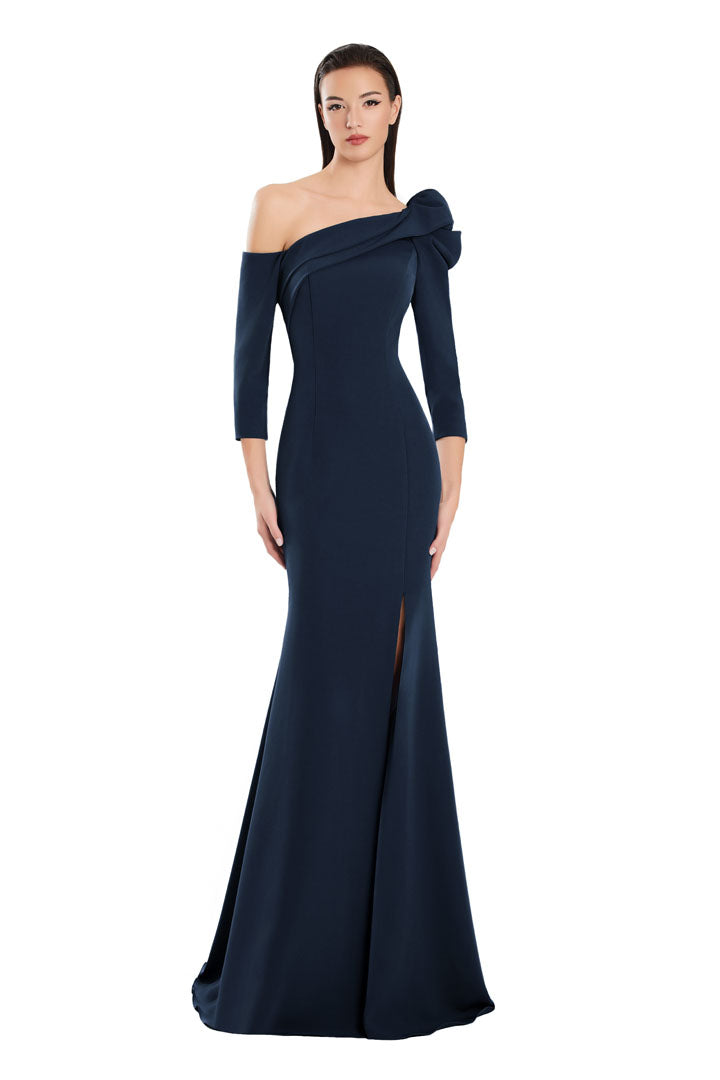 Formal Dresses Long Pleated Formal Slit Evening Dress Navy