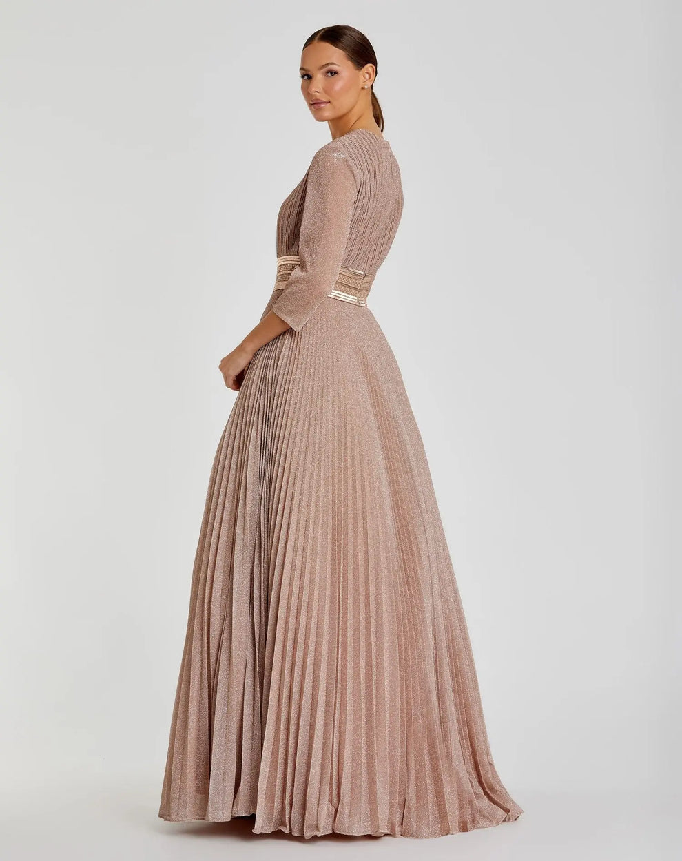Mother of the Bride Dresses Pleated Formal Long Mother of the Bride Dress Mac Duggal 30700 Rose Gold
