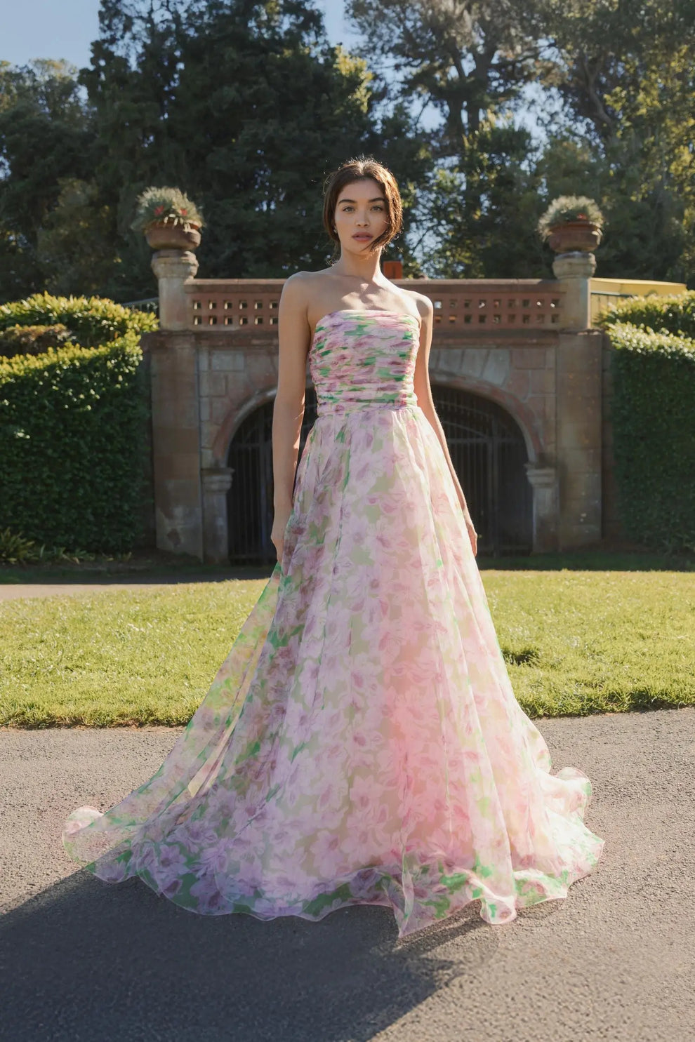 Prom Dresses Long Prom Formal Ruffle Dress Pink Multi