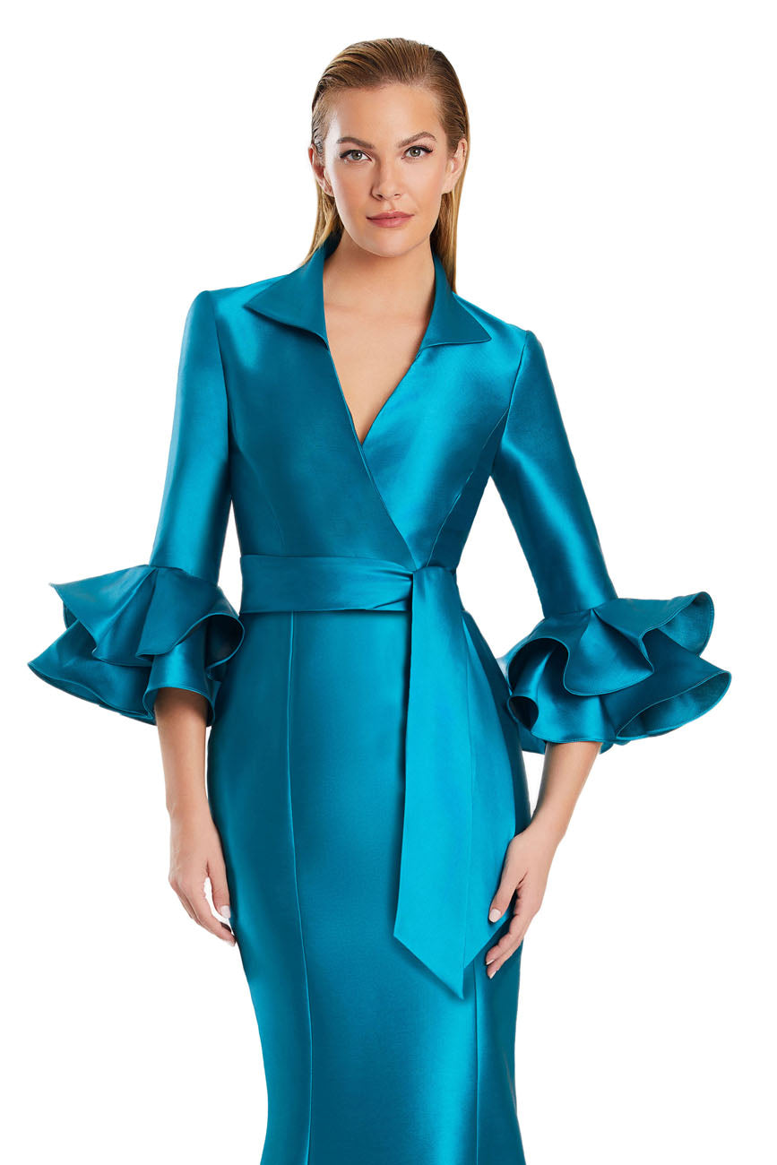 Formal Dresses Long Evening Gown Formal Ruffled Dress Cayman Blue/White