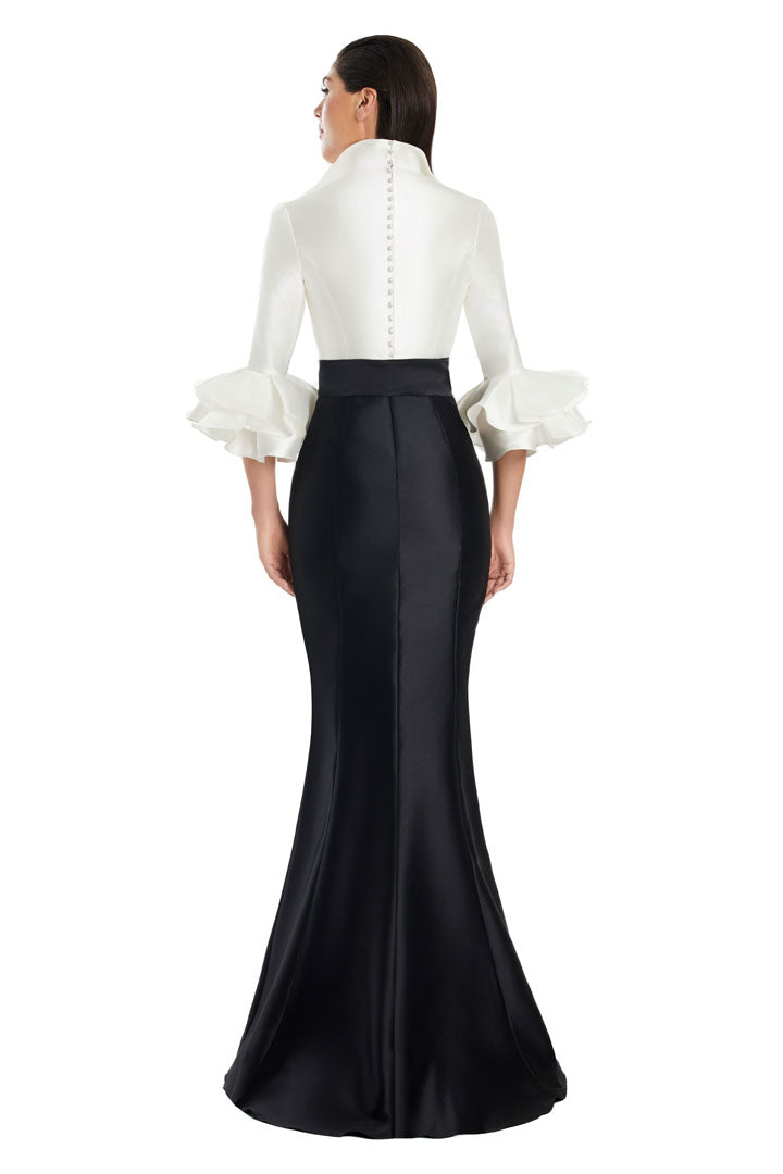 Formal Dresses Long Mermaid Formal Ruffle Dress Black/White