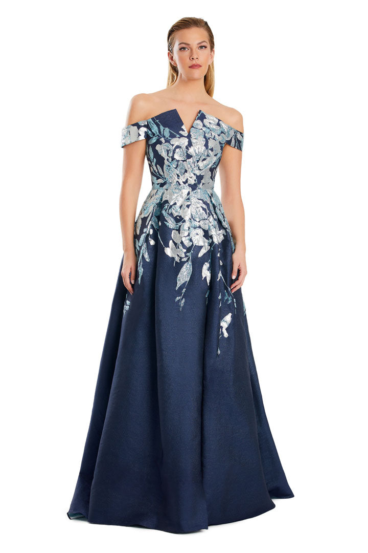 Formal Dresses Long Pocket Formal A Line Slit Evening Dress Navy/Multi