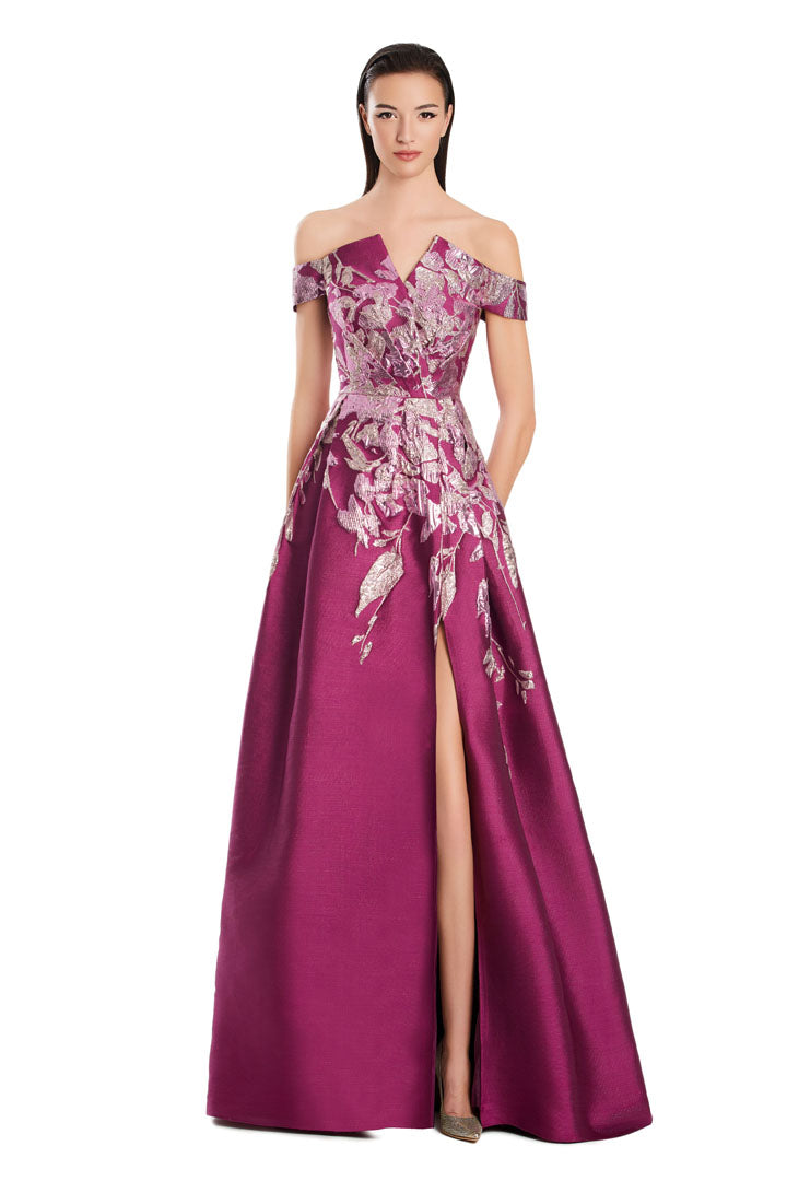 Formal Dresses Long Pocket Formal A Line Slit Evening Dress Violet/Multi
