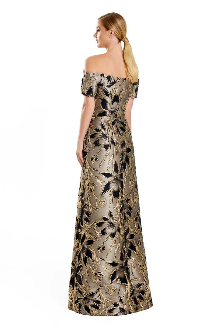 Formal Dresses Long A Line Floral Formal Evening Dress Taupe/Black/Gold
