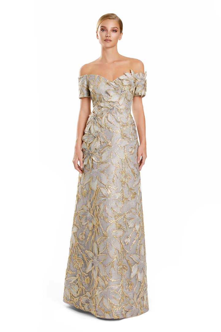 Formal Dresses Long A Line Floral Formal Evening Dress Taupe/Gold