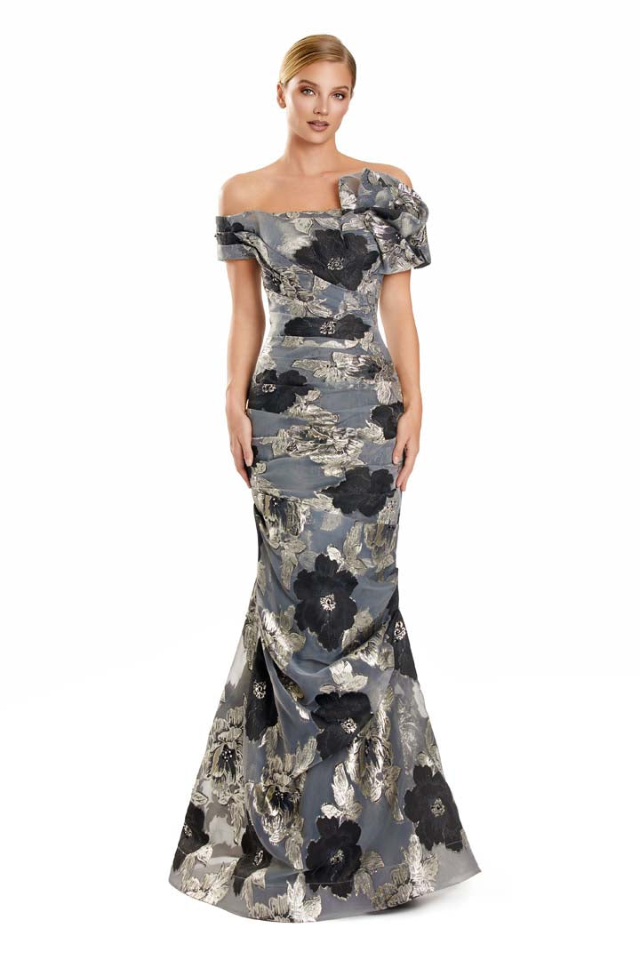 Formal Dresses Long Floral Formal Mermaid Evening Dress Black/Silver