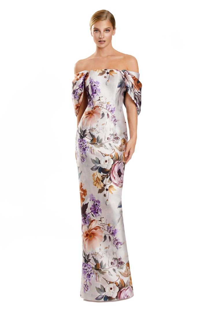 Formal Dresses Floral Long Print Formal Evening Dress Taupe/Multi