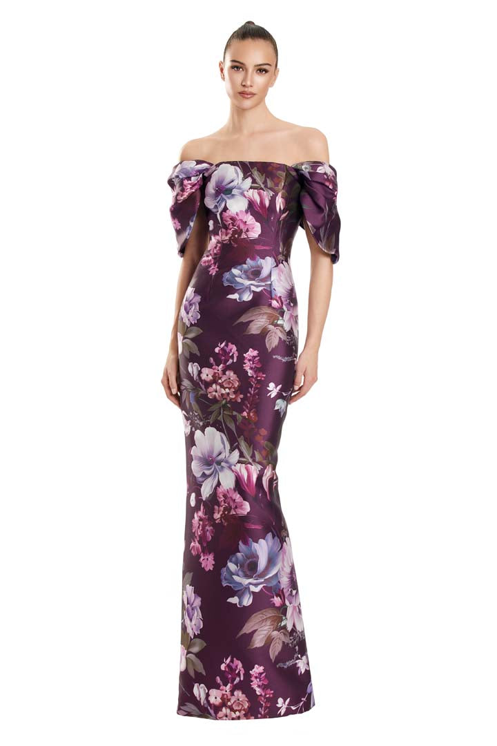 Formal Dresses Floral Long Print Formal Evening Dress Wine/Multi
