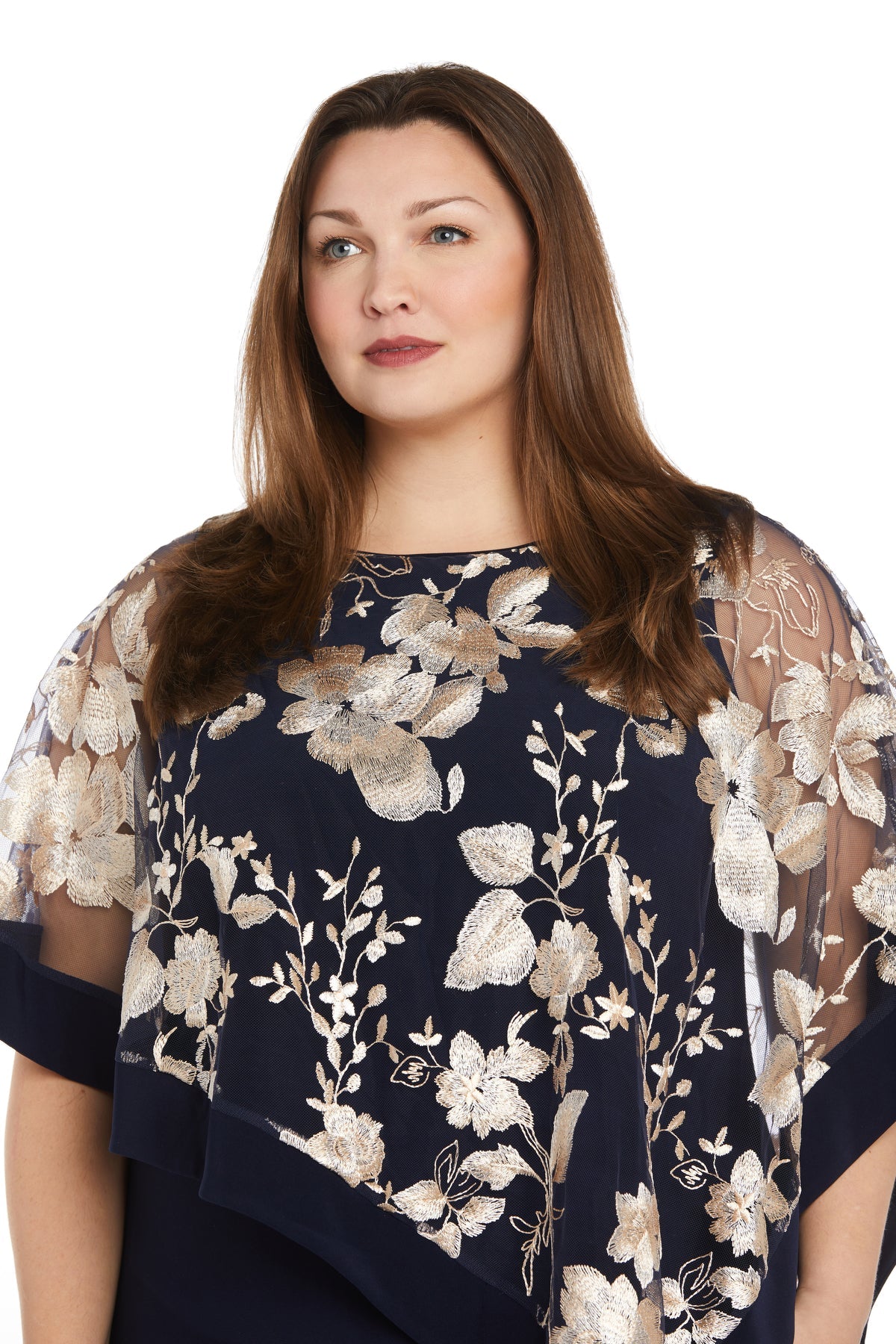 Bateau Knee-Length Embroidered Cocktail Dress by R&M Richards 3107W
