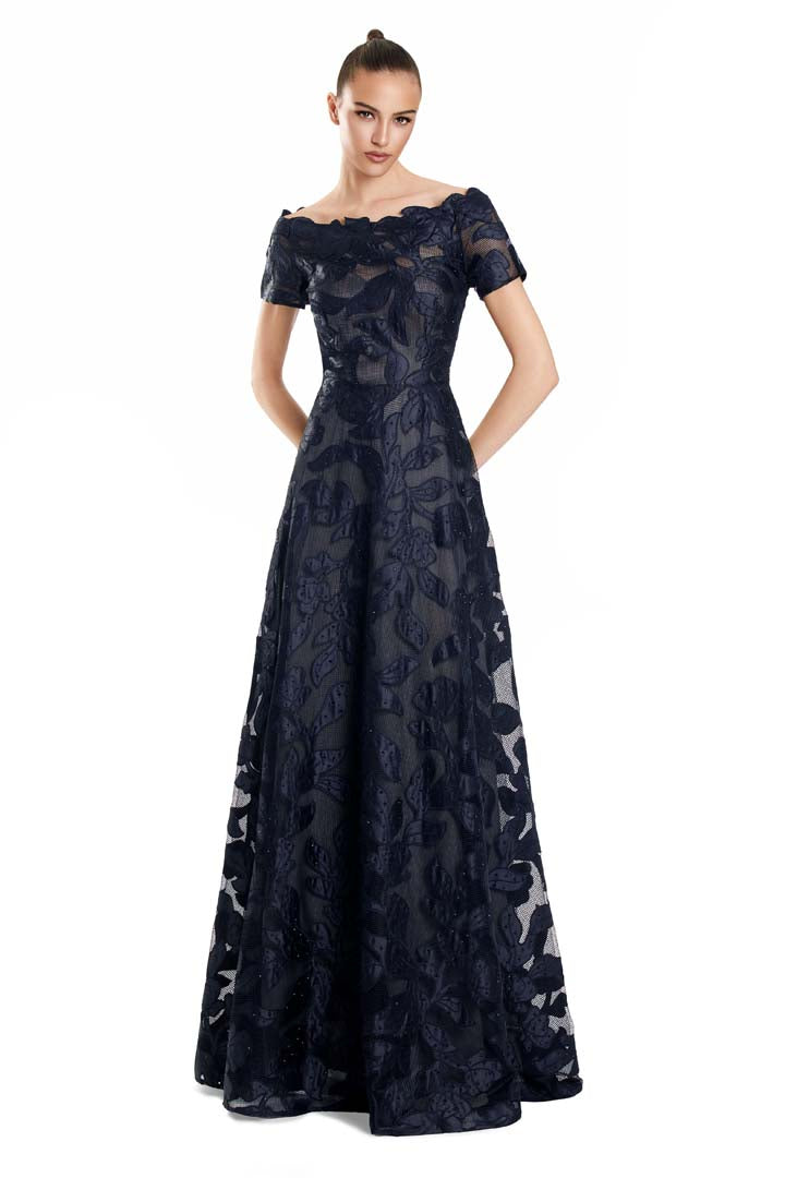 Formal Dresses A Line Long Formal Beaded Dress Navy/Nude
