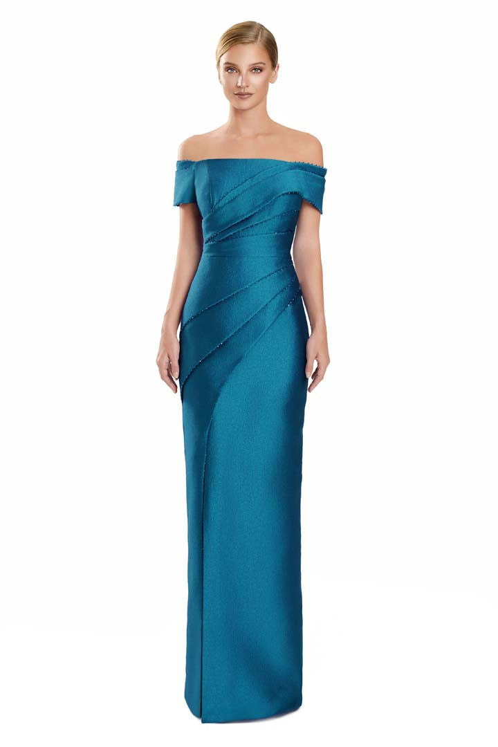 Formal Dresses Beaded Long Formal Pleated Evening Dress Teal