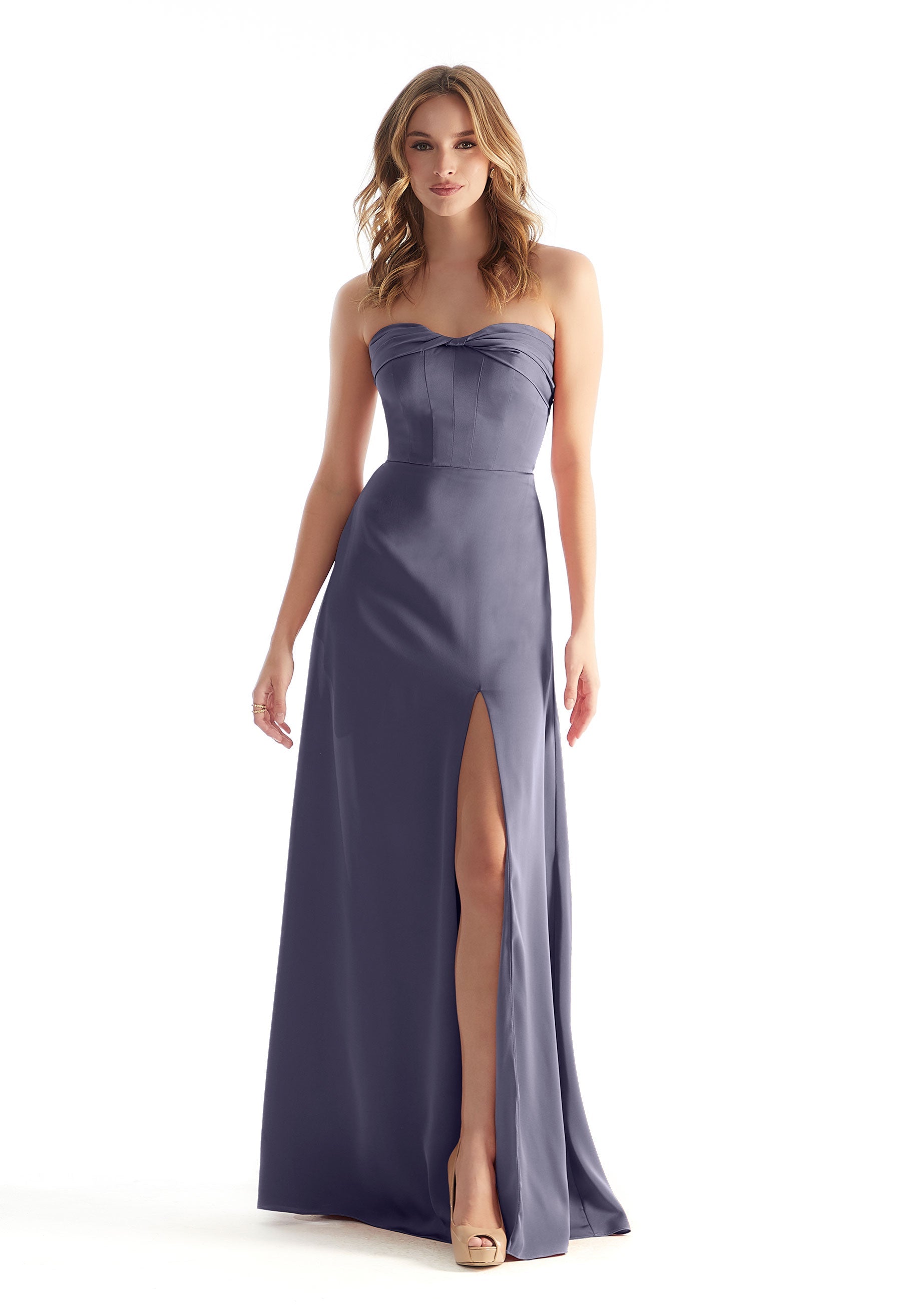 Formal Dresses Slit Formal A Line Long Dress MGNY Madeline Gardner New York 31229 Dusk