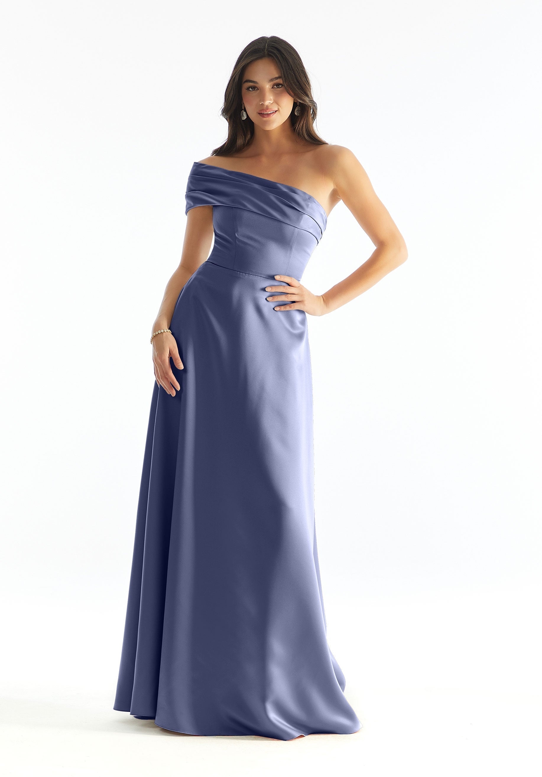 Formal Dresses Long A Line Pleated Formal Evening Dress MGNY Madeline Gardner New York 31237 Dusk