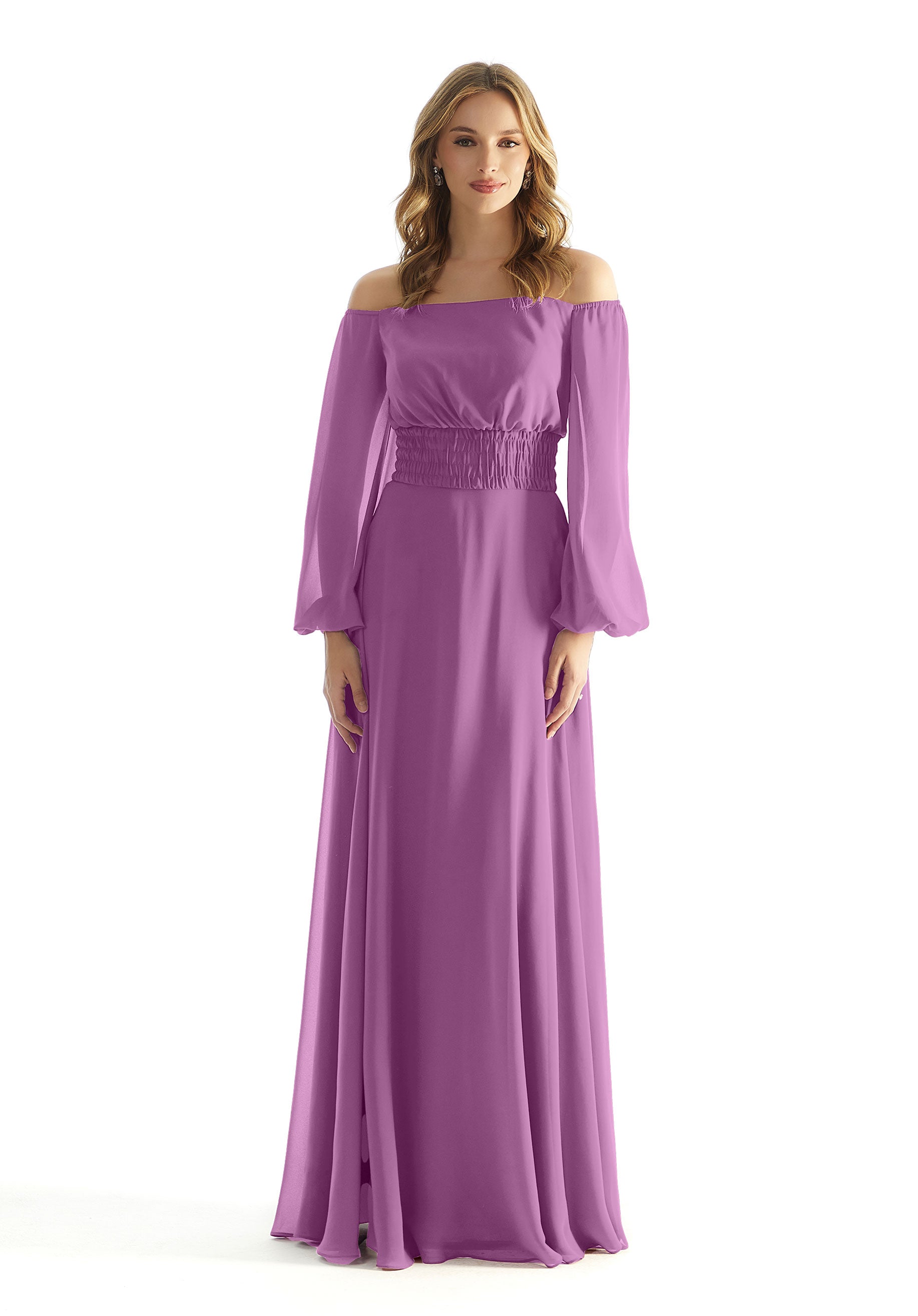 Formal Dresses A Line Formal Long Sleeve Evening Dress MGNY Madeline Gardner New York 31238 Primrose
