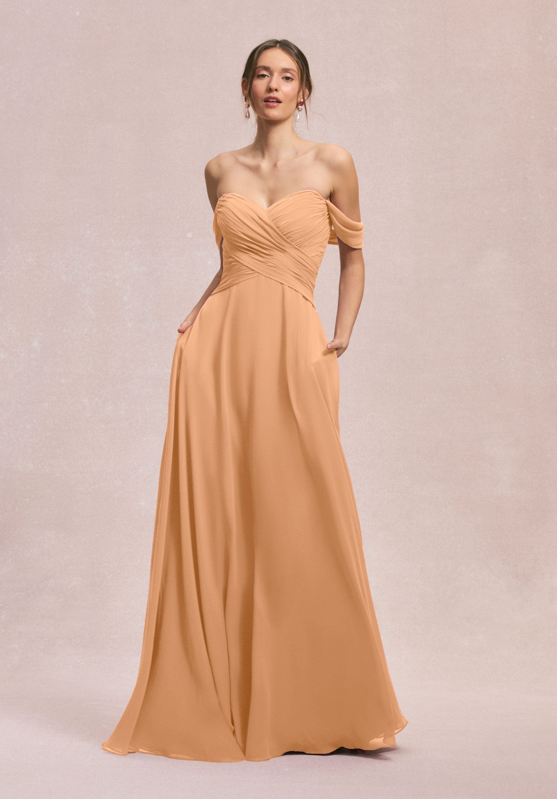 Formal Dresses Formal Pleated Evening Formal Dress MGNY Madeline Gardner New York 31248 Sorbet