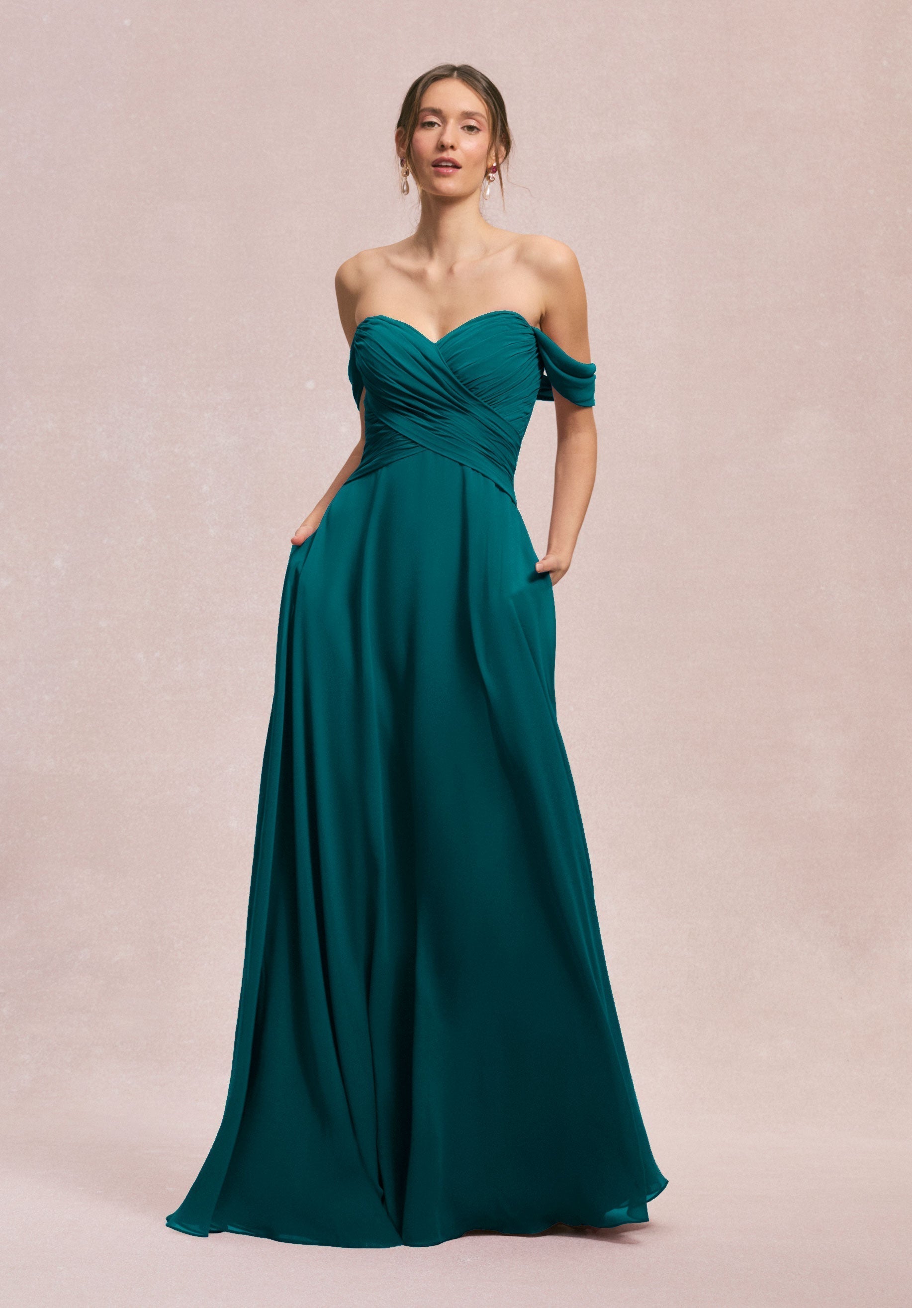 Formal Dresses Evening Pleated A Line Long Dress MGNY Madeline Gardner New York 31248 Teal
