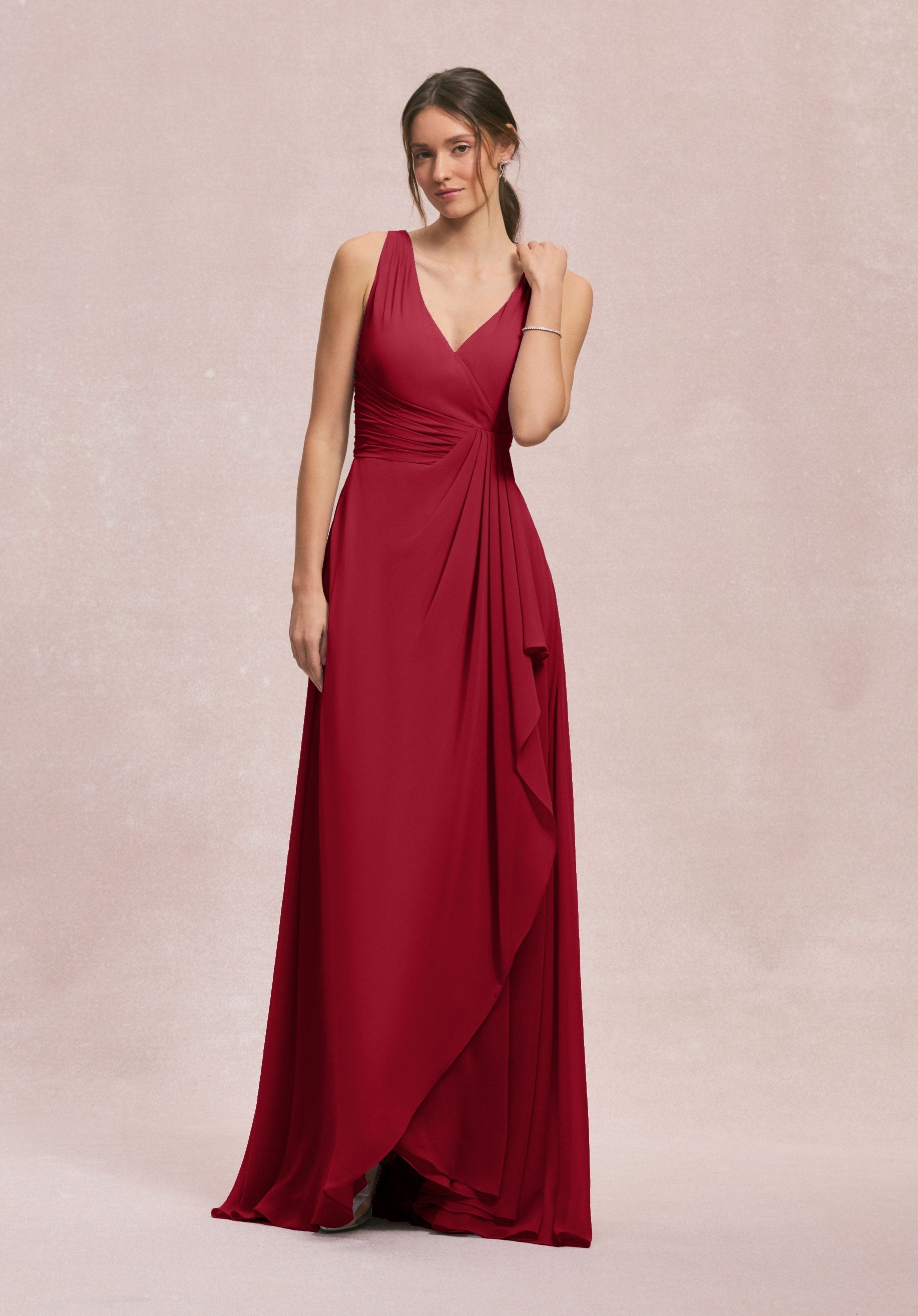 Formal Dresses Ruffle Formal Long Dress MGNY Madeline Gardner New York 31249 Claret