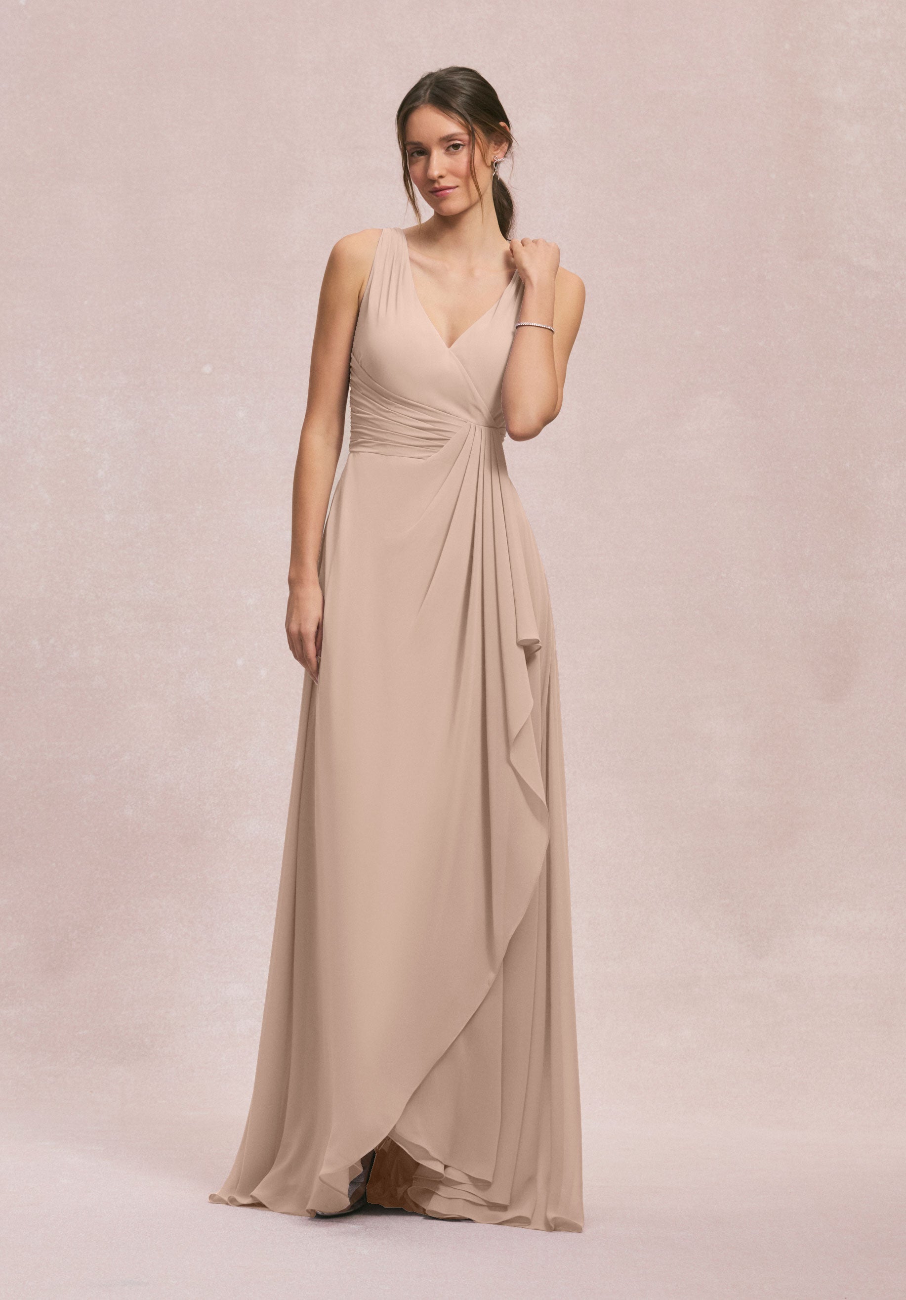 Formal Dresses Long Formal Ruffle Evening Dress MGNY Madeline Gardner New York 31249 Latte