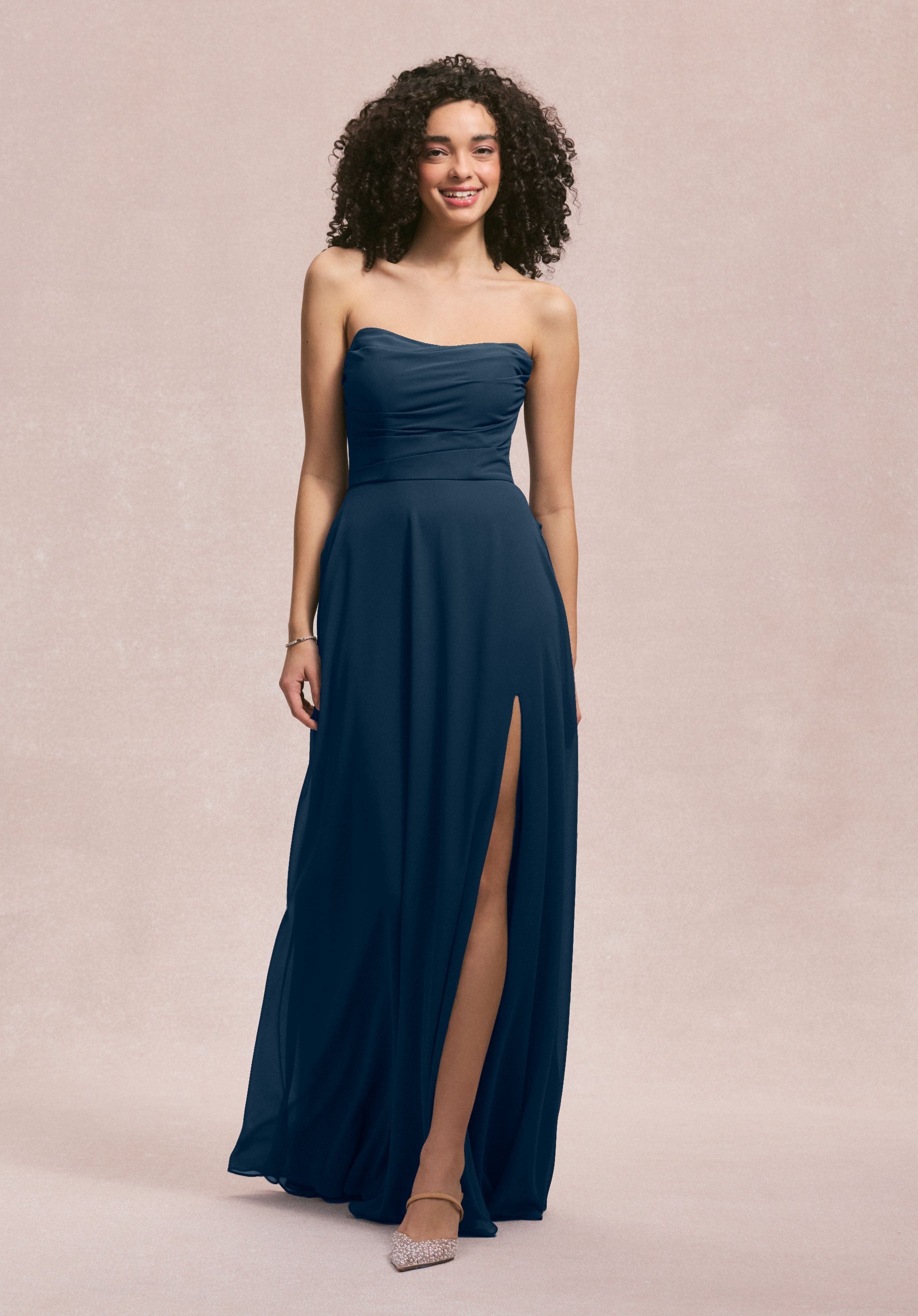 Formal Dresses Slit A Line Formal Dress MGNY Madeline Gardner New York 31250 Navy