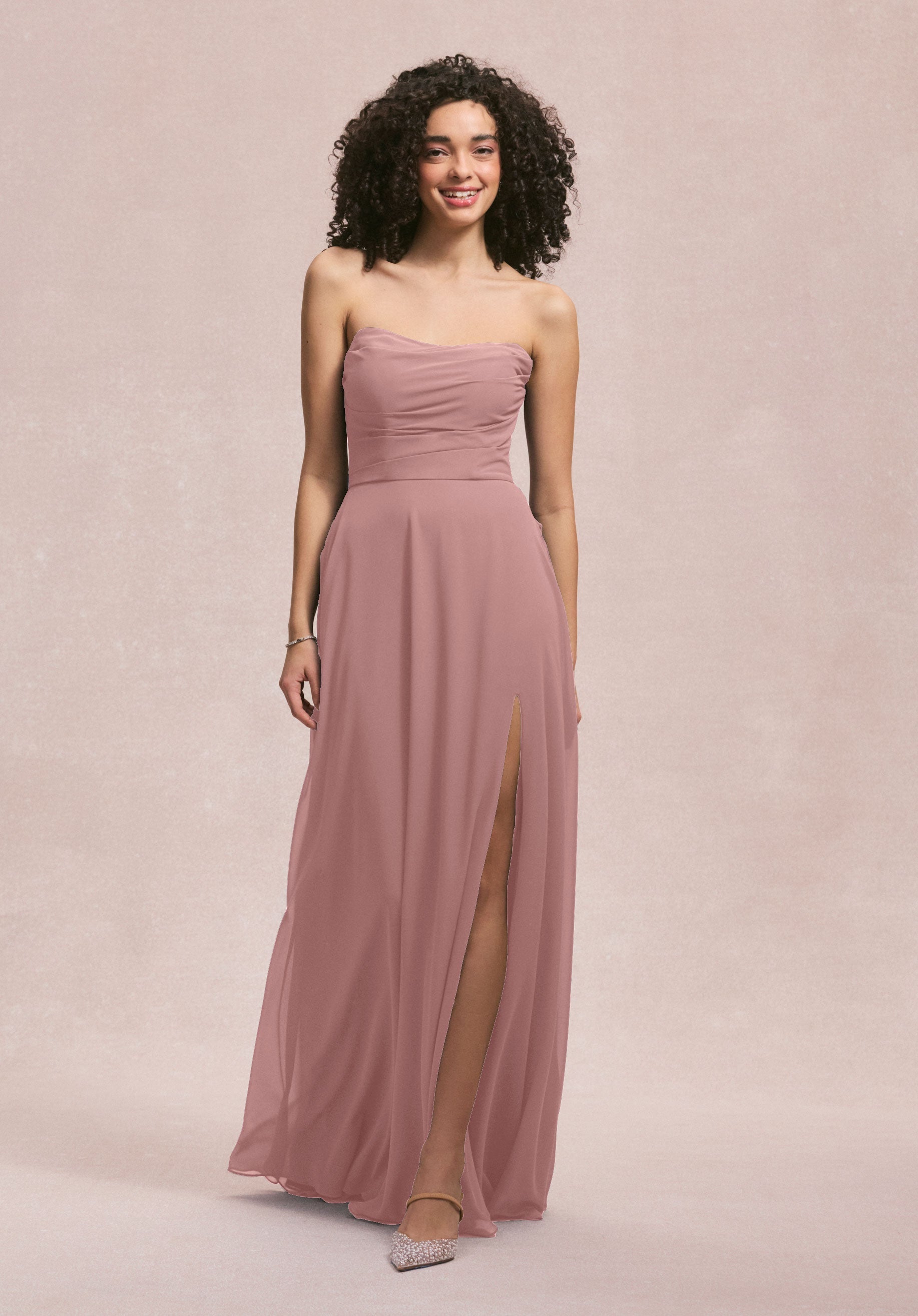 Formal Dresses Evening Slit Long A Line Dress MGNY Madeline Gardner New York 31250 Desert Rose