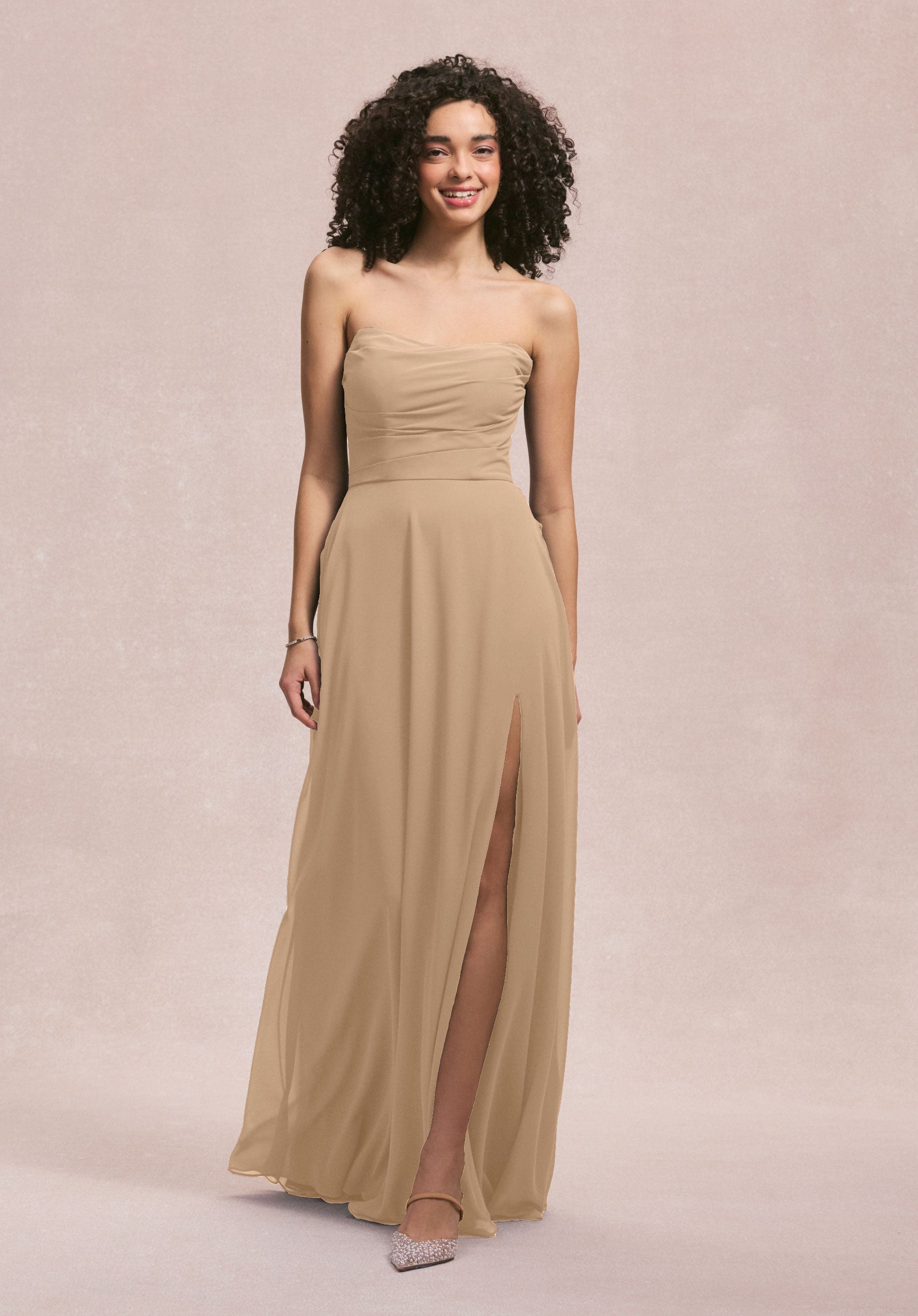Formal Dresses Formal Long A Line Slit Dress MGNY Madeline Gardner New York 31250 Champagne