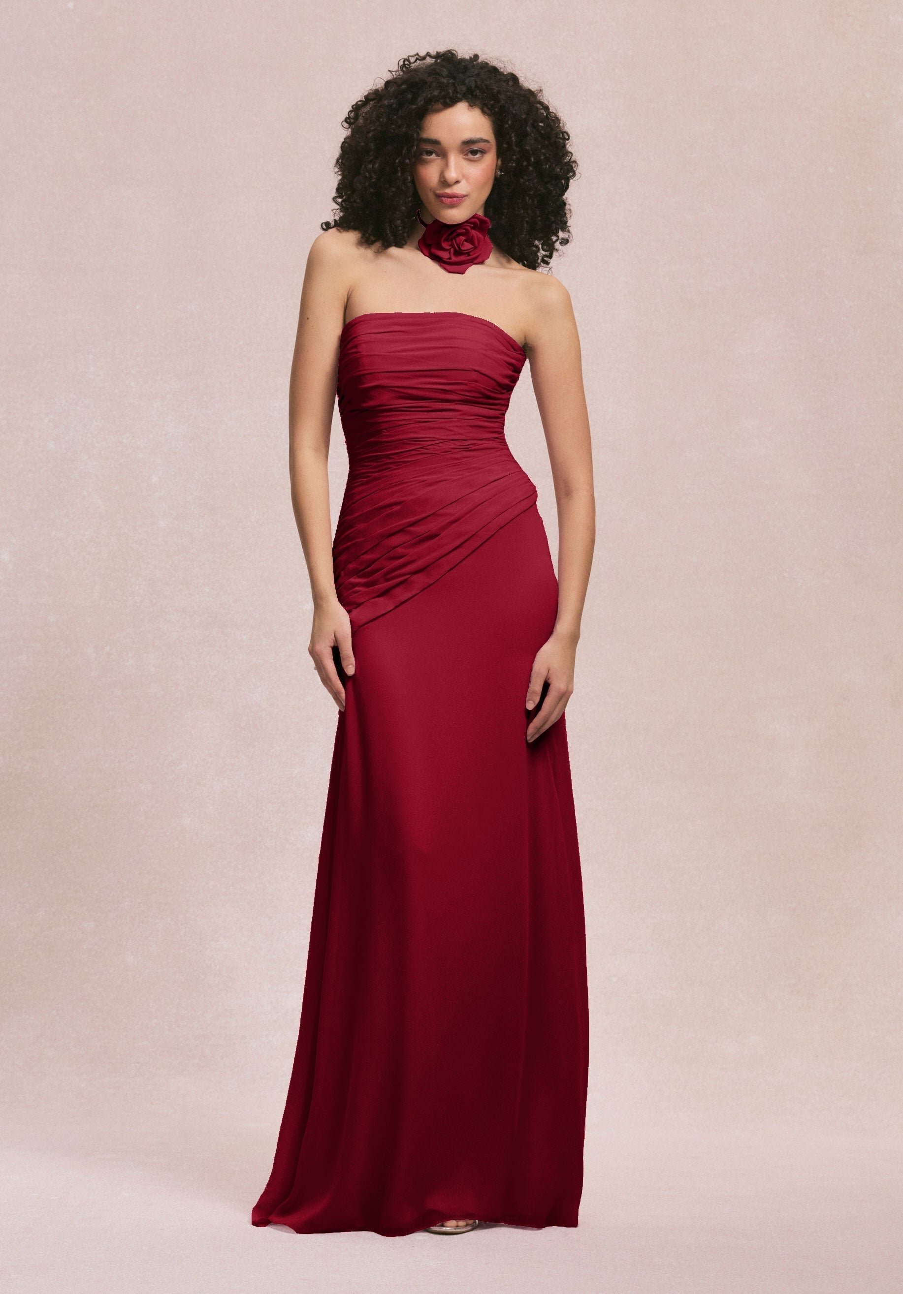 Formal Dresses 3D Floral Formal Long Dress MGNY Madeline Gardner New York 31255 Claret