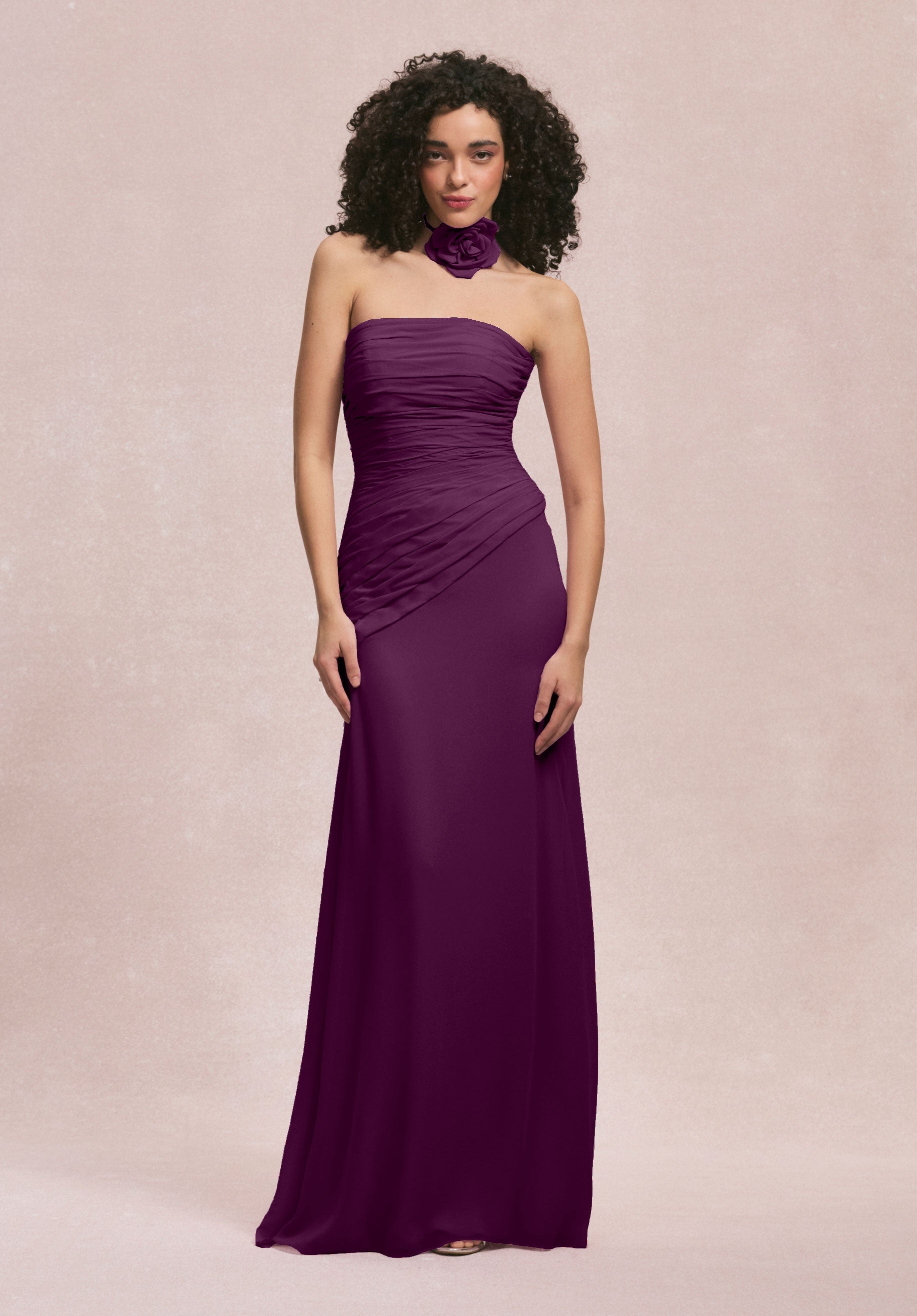 Formal Dresses 3D Floral Long Formal Evening Dress MGNY Madeline Gardner New York 31255 Eggplant