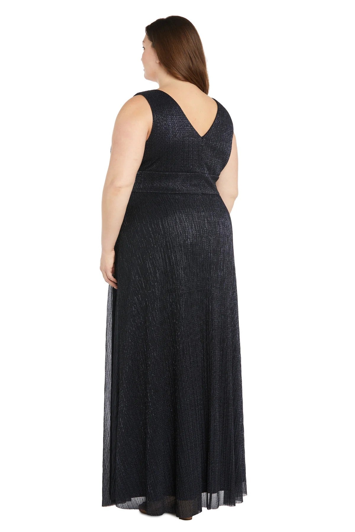 Plus Size Dresses Long Plus Size Metallic Evening Formal Dress Navy