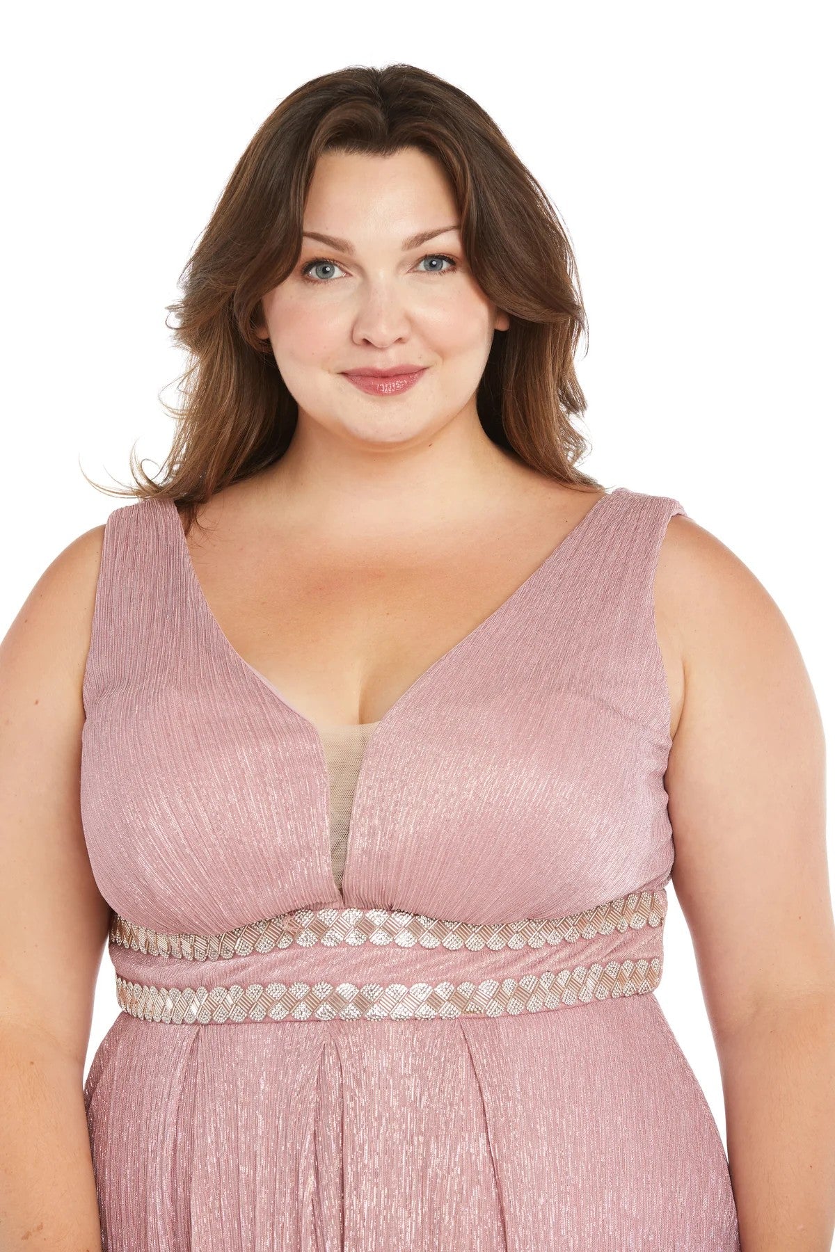 Plus Size Dresses Long Plus Size Metallic Evening Formal Dress Rose