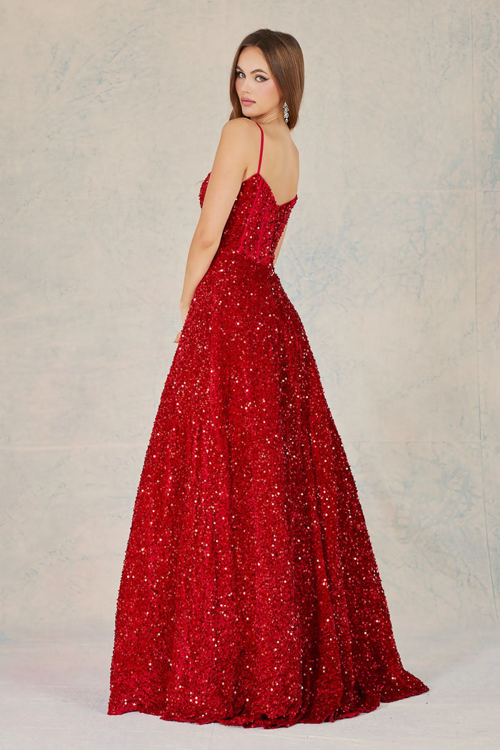 Prom Dresses Long Formal Sequin A Line Prom Dress Red