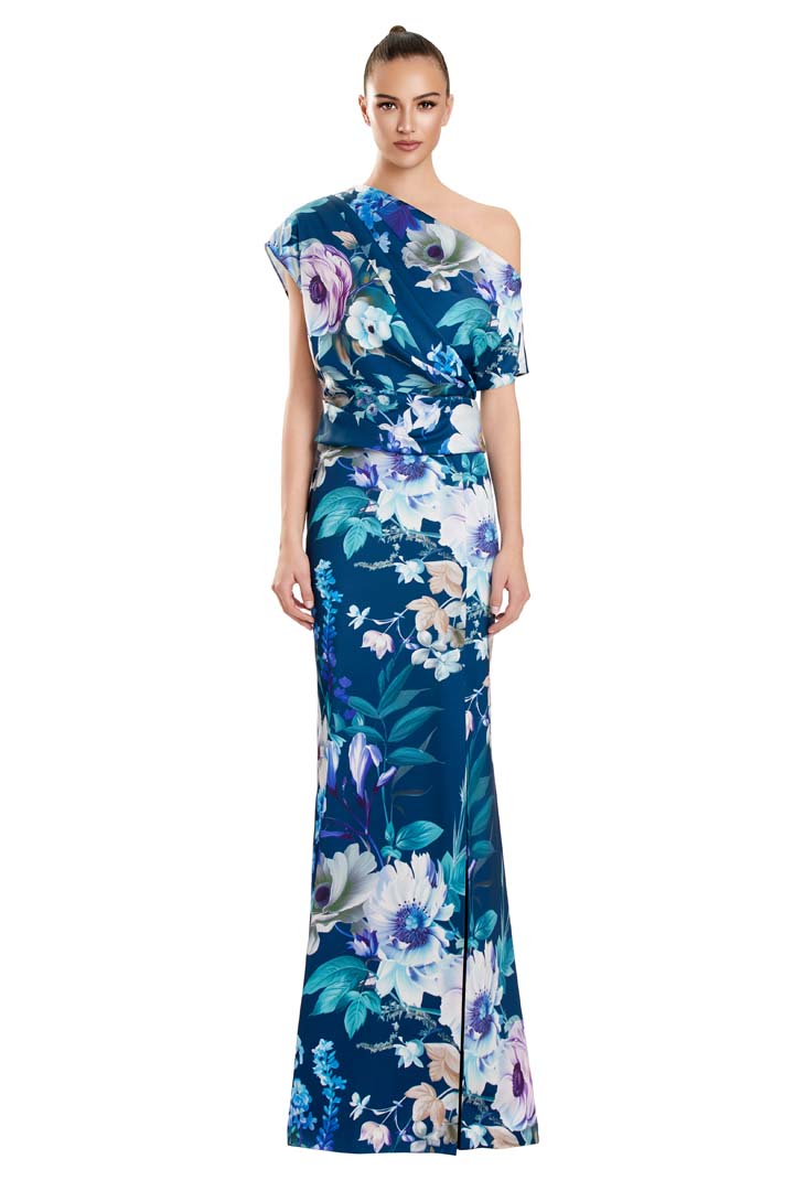 Formal Dresses Formal Long Floral Printed Dress Teal/Multi