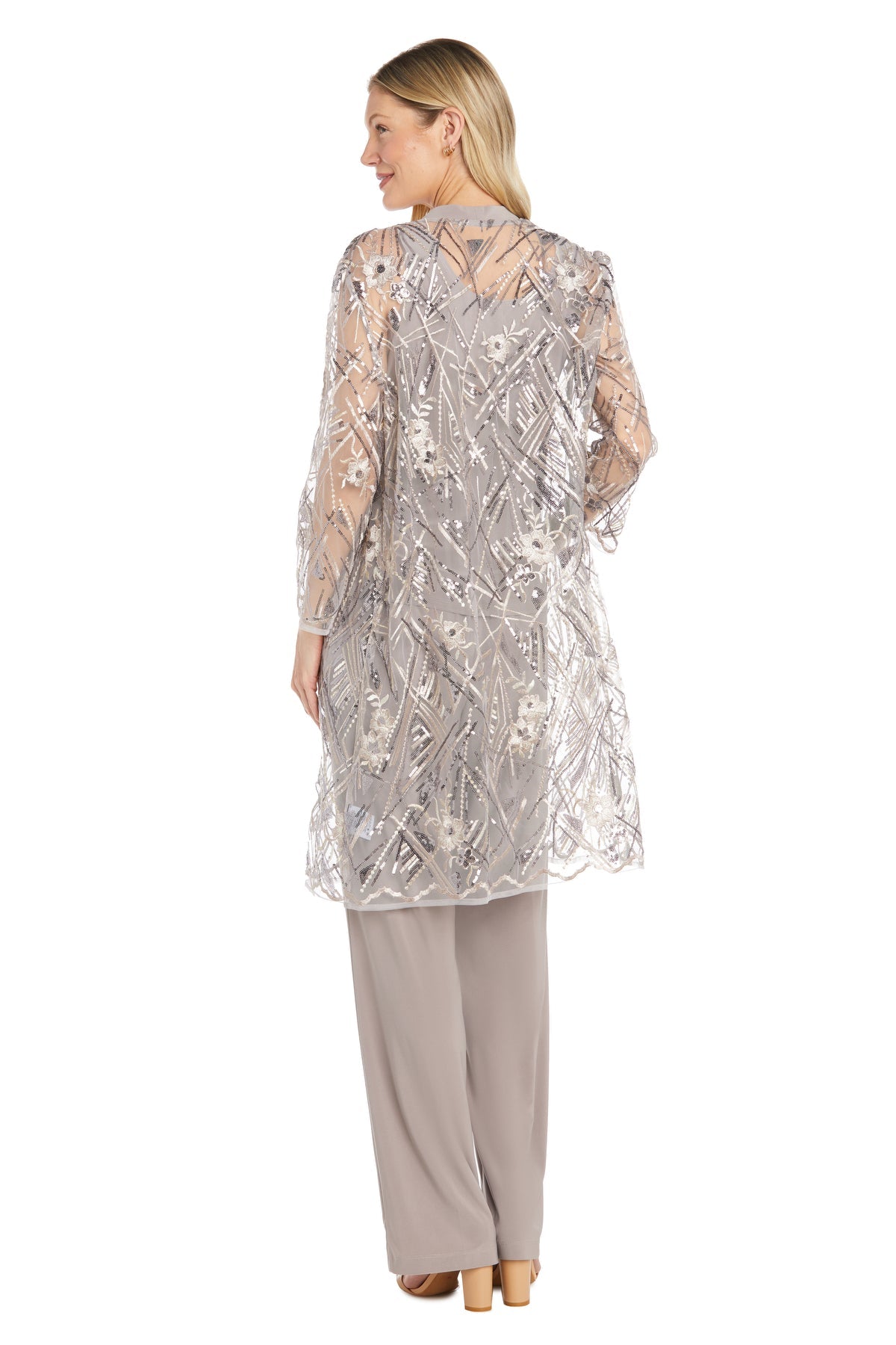 Pant Suit Long Beaded Formal Pantsuit Mocha