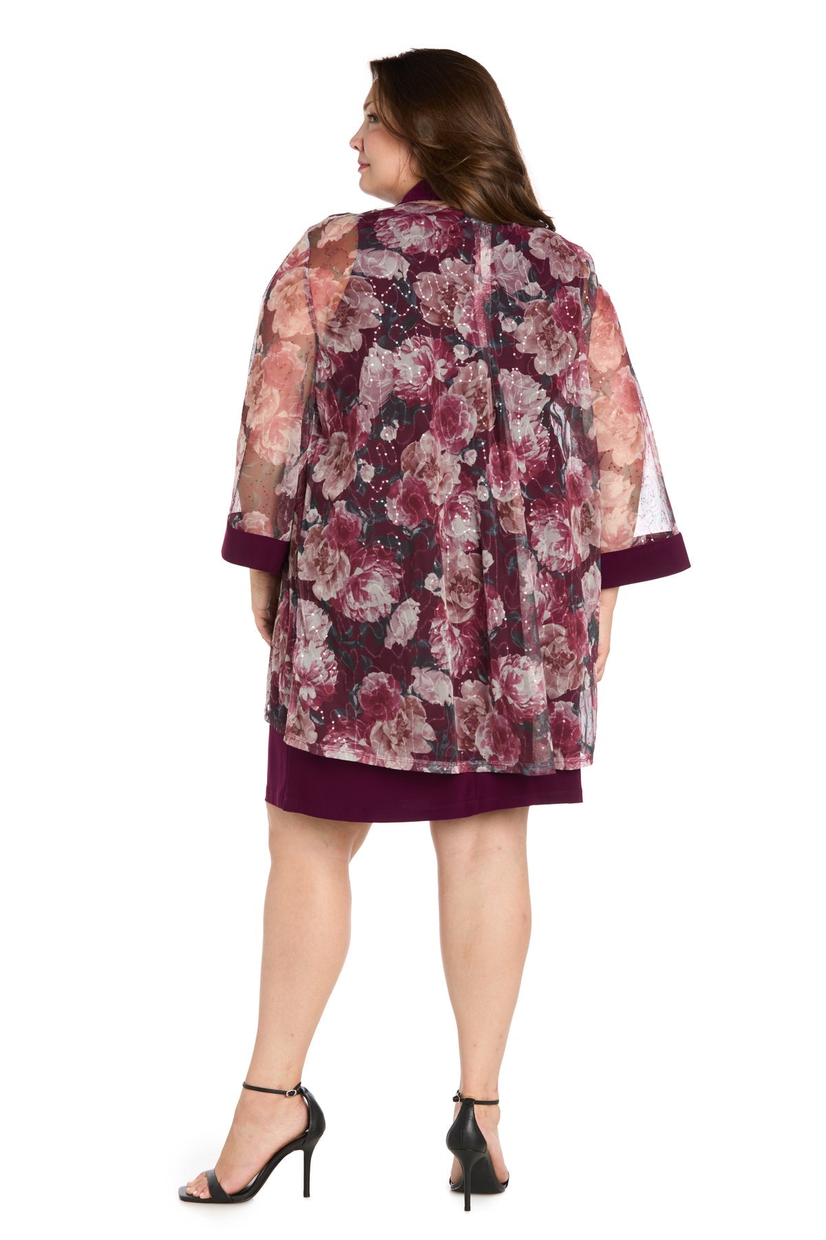 Scoop Neck Short Jersey Cocktail Dress by R&M Richards 3162W in Wine