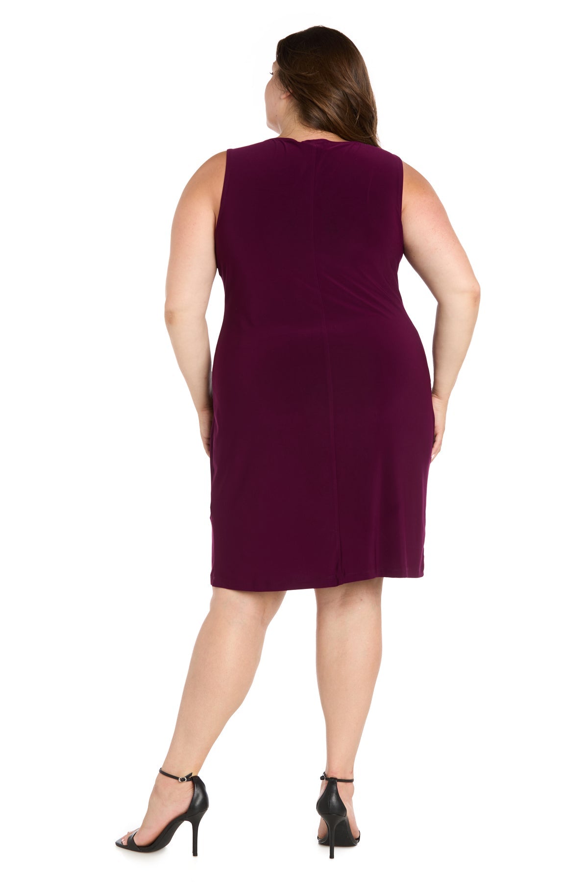 Scoop Neck Short Jersey Cocktail Dress by R&M Richards 3162W in Wine