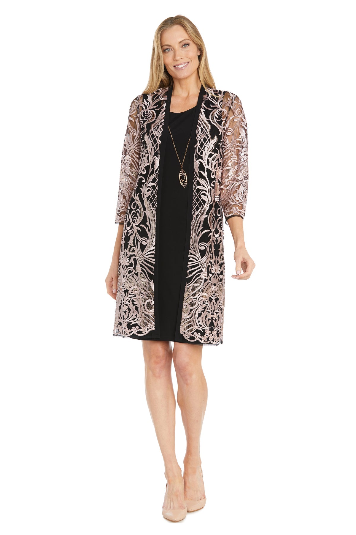 Mother of the Bride Dresses Sequin Short Jacket Mother of the Bride Dress Rose/Black