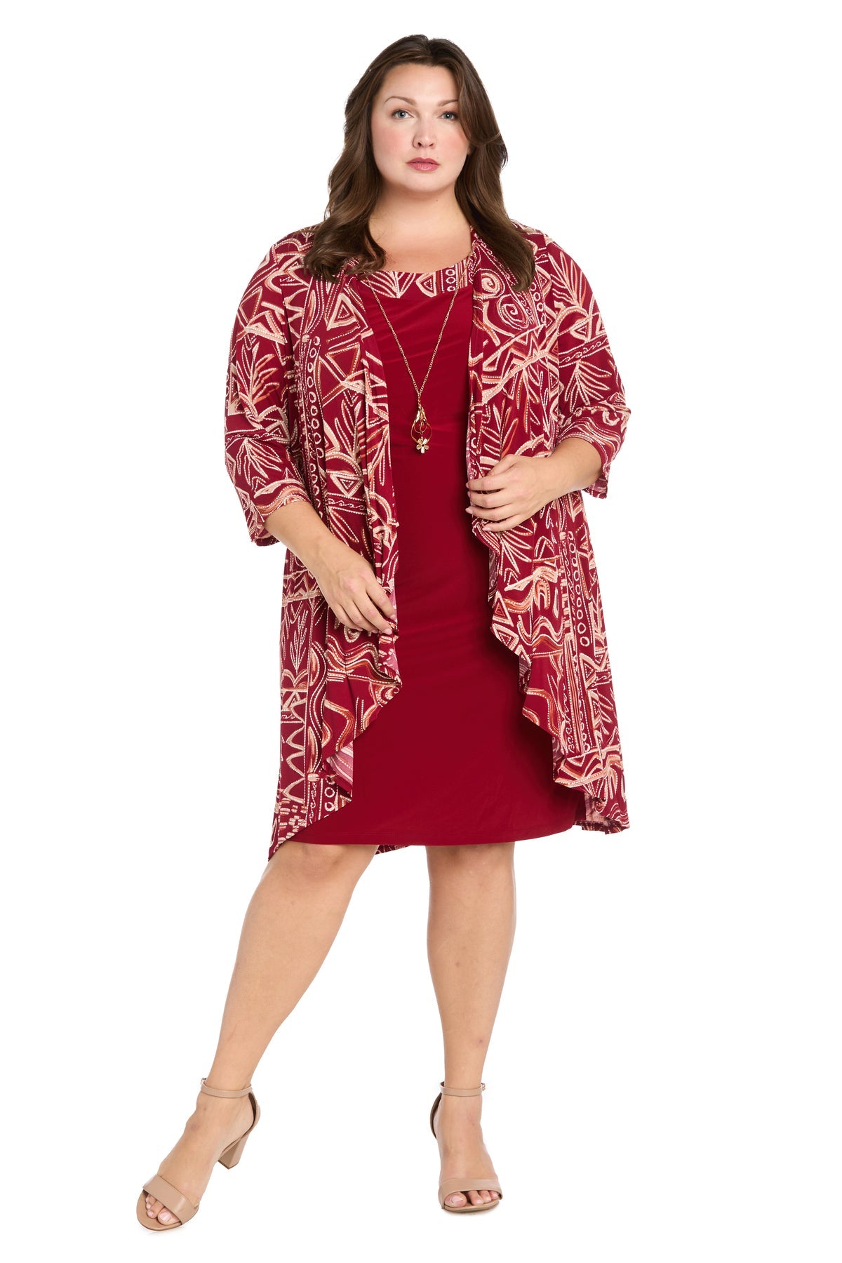 R&M Richards 3187W Short Printed Plus Size Jacket Dress