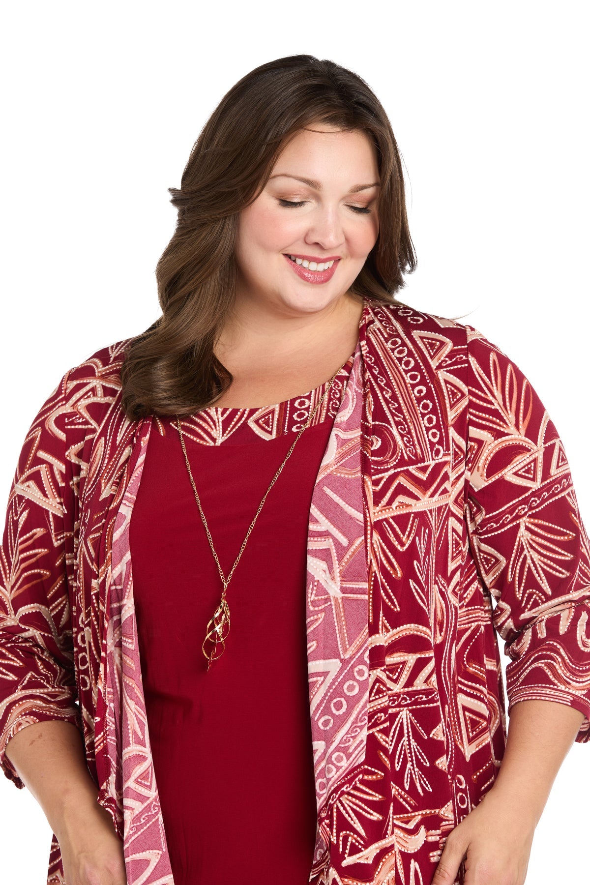 R&M Richards 3187W Short Printed Plus Size Jacket Dress