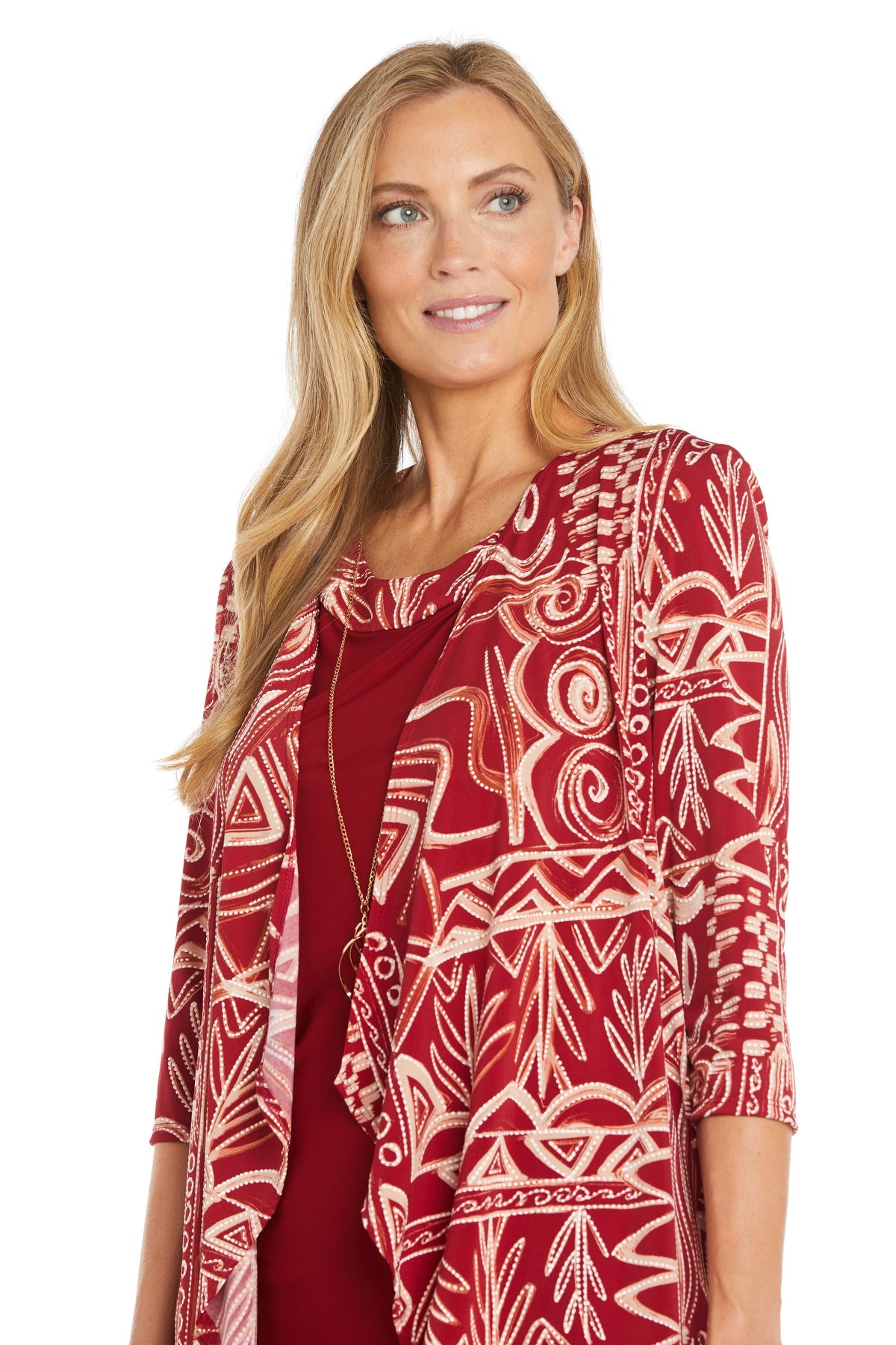 R&M Richards 3187P Short Mother of the Bride Printed Jacket Dress