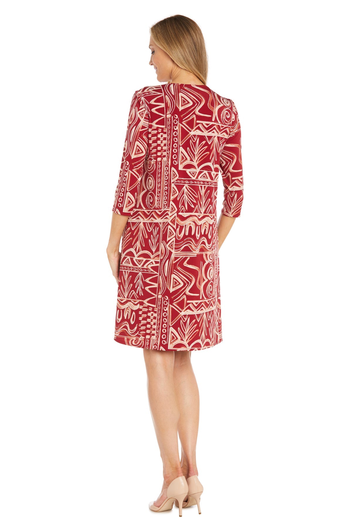 R&M Richards 3187P Short Mother of the Bride Printed Jacket Dress