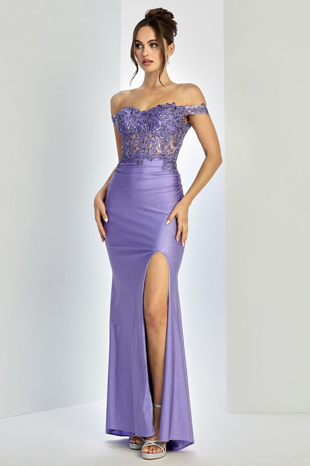 Prom Dresses Long Formal Fitted Lace Prom Dress Lavender