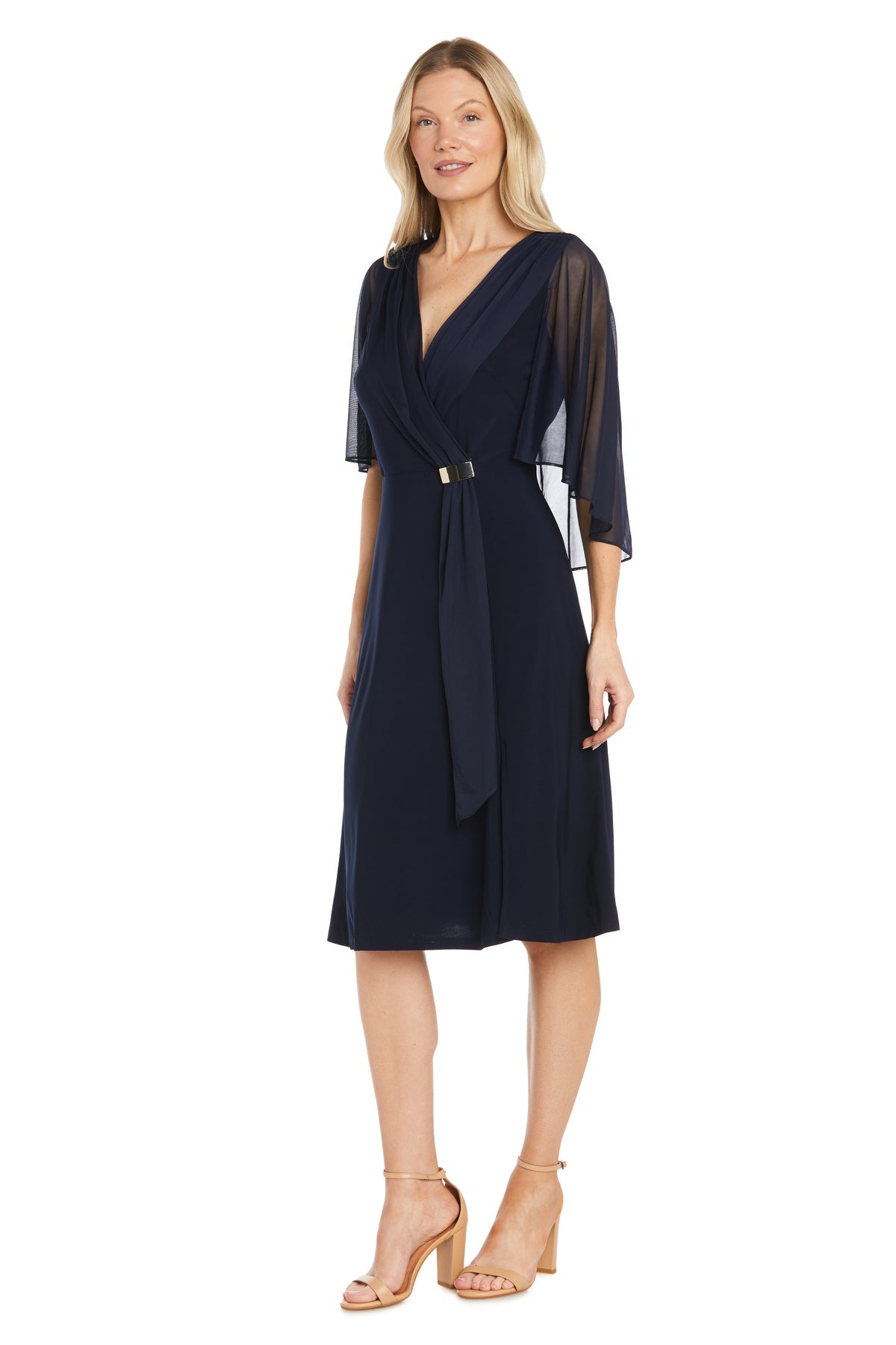 Cocktail Dresses Short Cocktail Slit Caplet Dress Navy