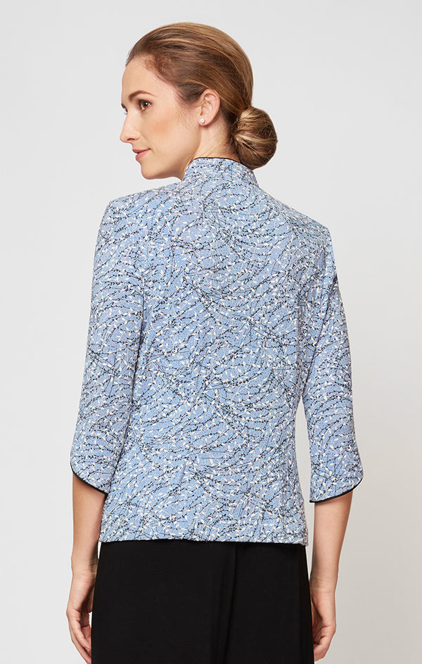 Hydrangea Mandarin Collar Hip Length knit Formal Top Twinset Alex Evenings 4211285